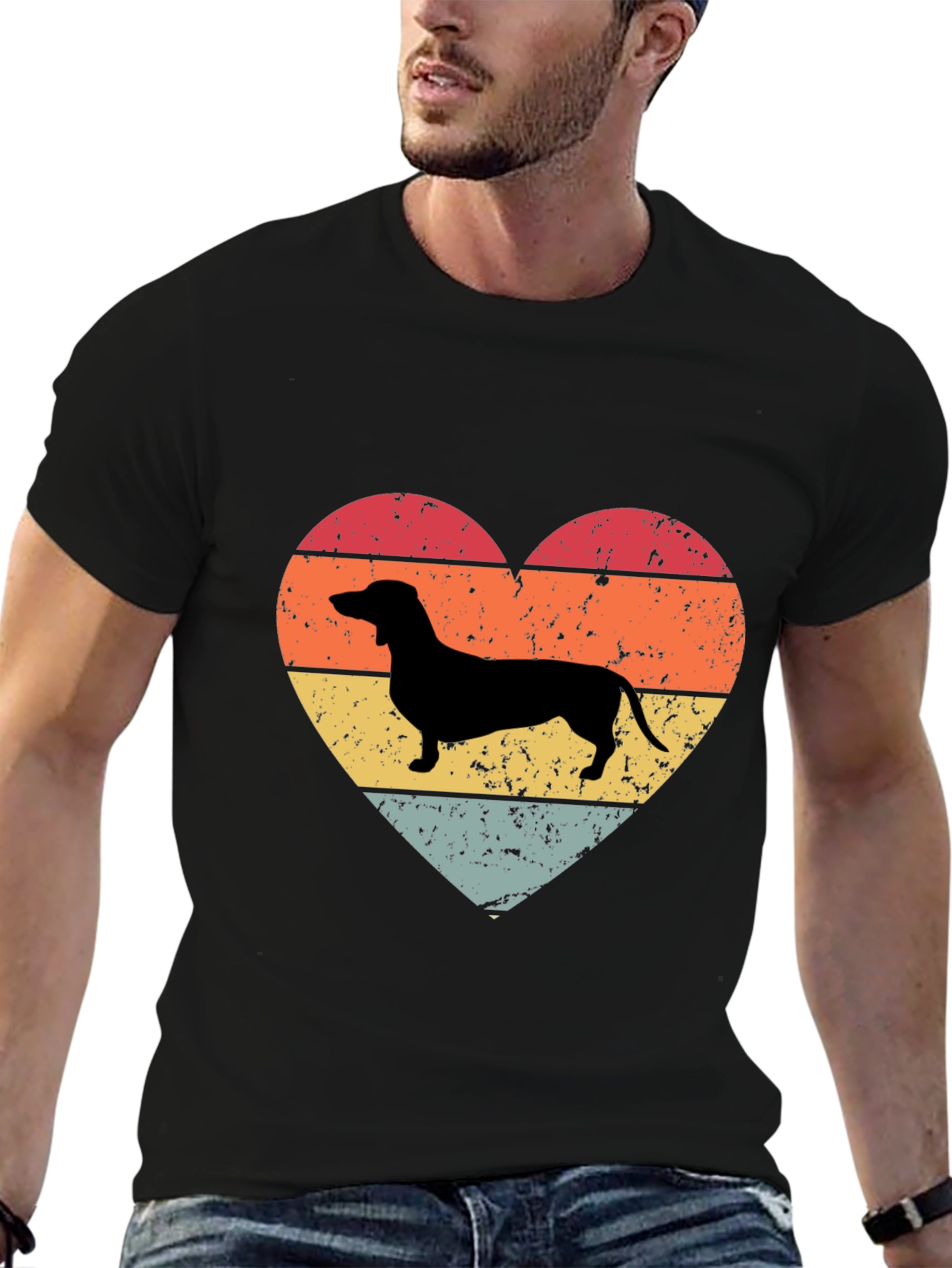 Retro Dachshund Heart T-Shirt