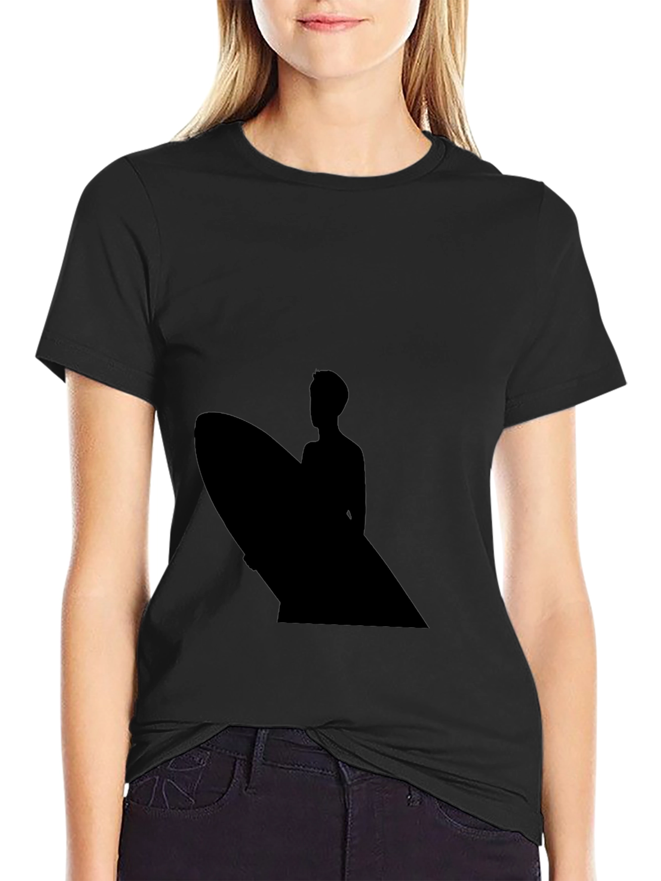 Mens Black Surf Silhouette Tee