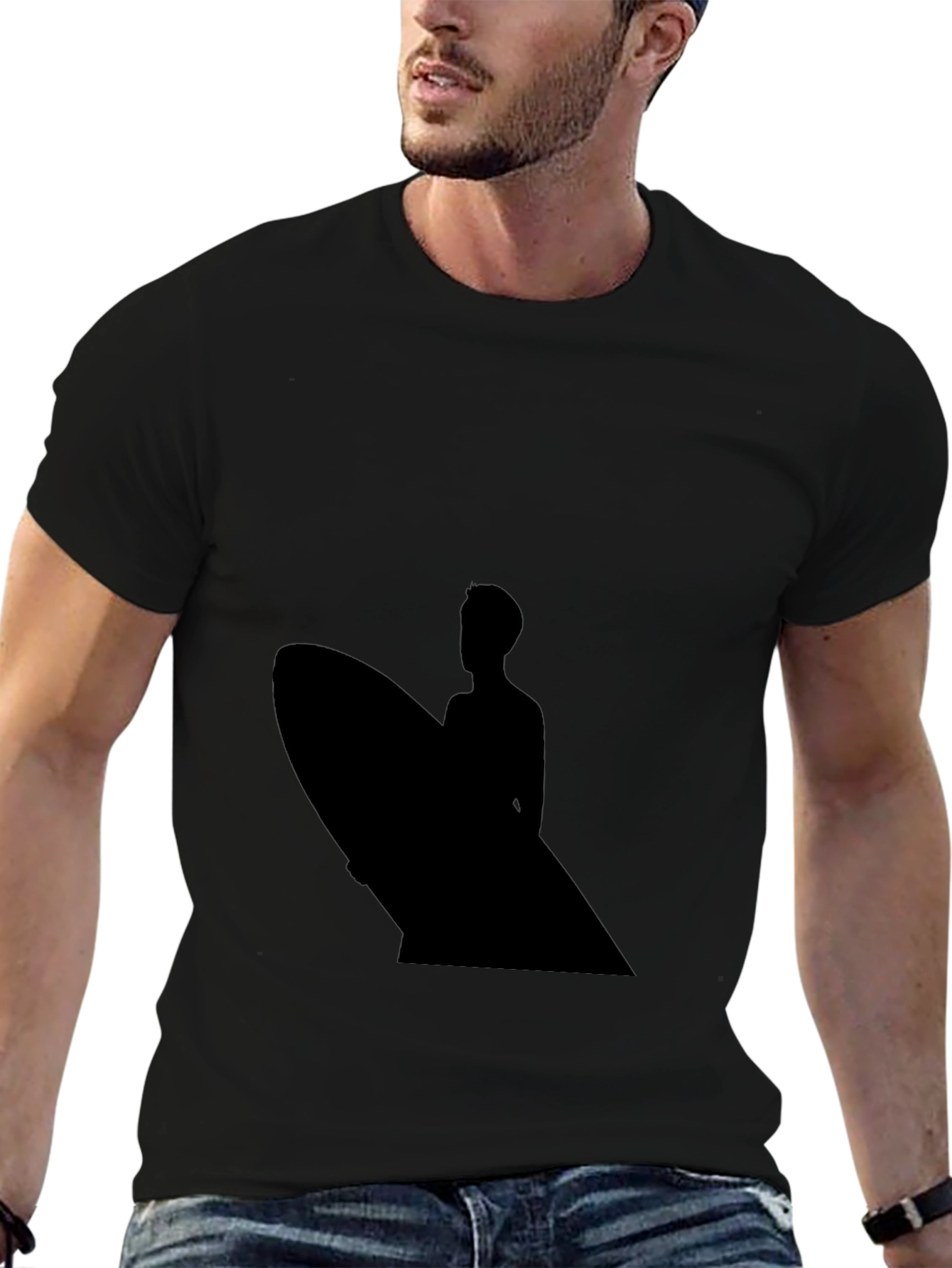 Mens Black Surf Silhouette Tee