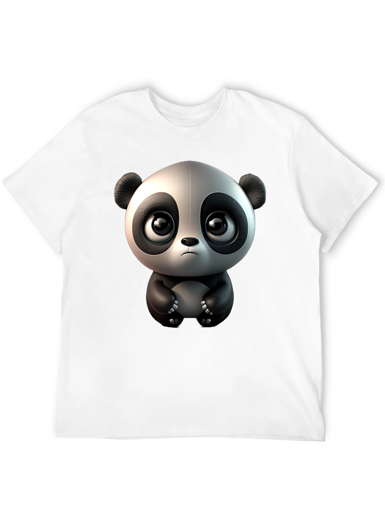 Cute Cartoon Panda Black T-Shirt