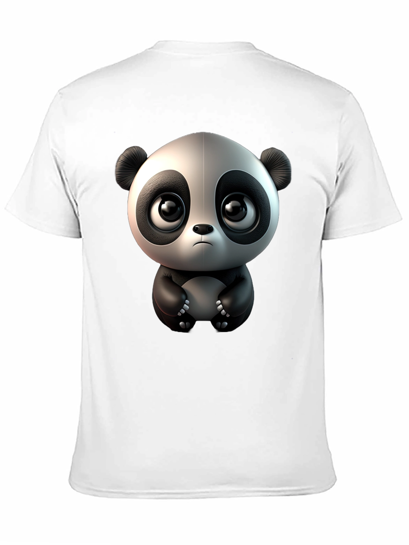 Cute Cartoon Panda Black T-Shirt