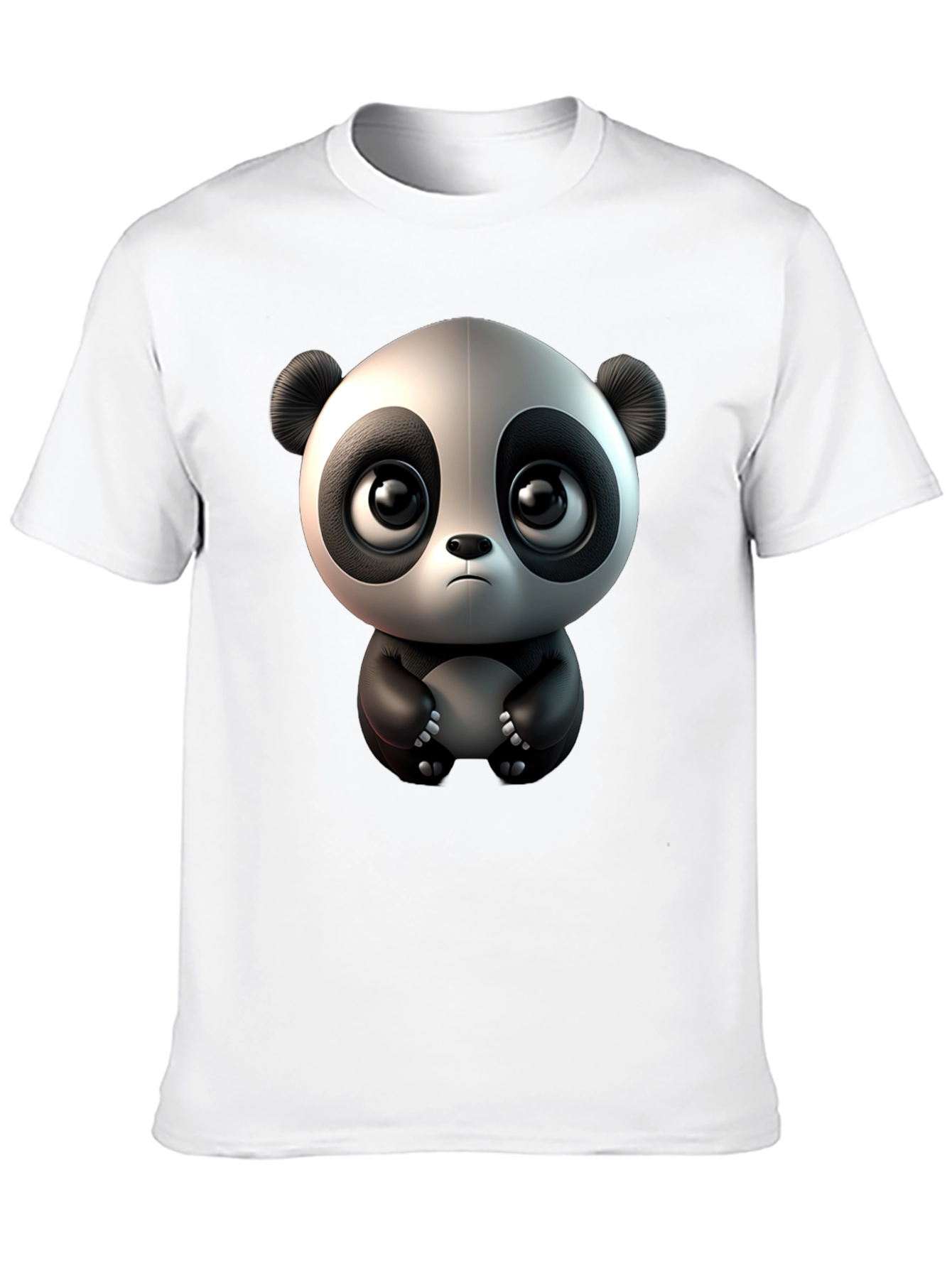 Cute Cartoon Panda Black T-Shirt