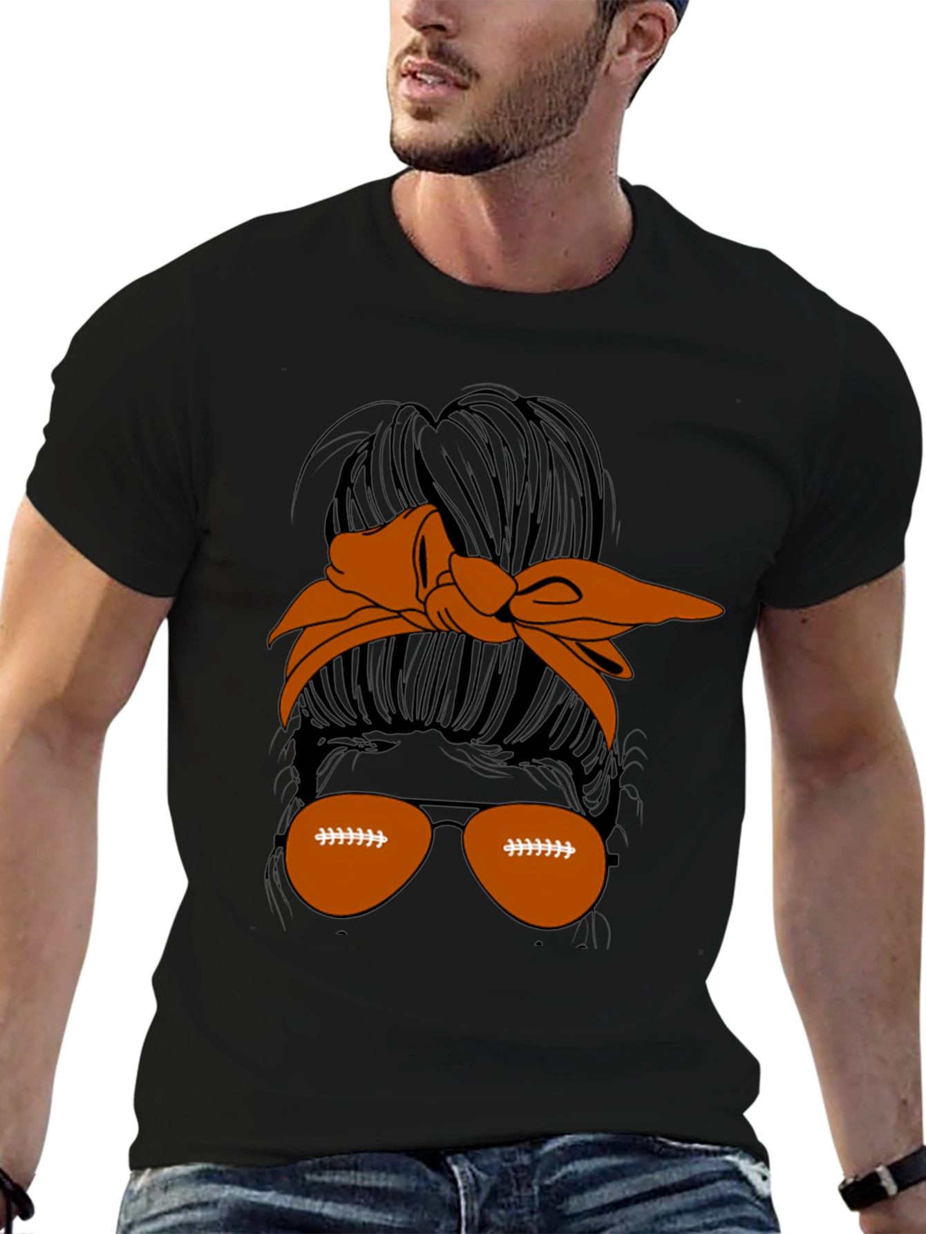 Football Messy Bun T-Shirt