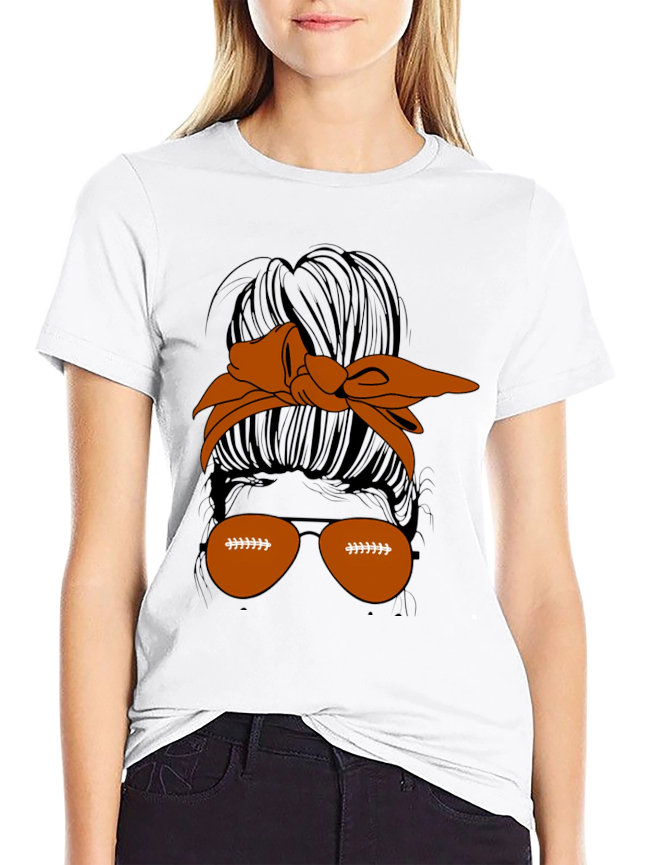 Football Messy Bun T-Shirt