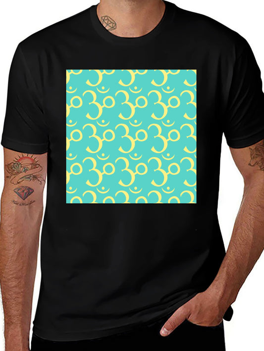 Om Pattern T-Shirt -  Soft Cotton Blend Crew Neck Tee