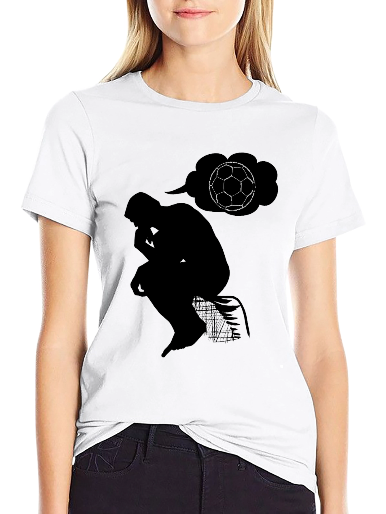 The Thinker Soccer T-Shirt - Black Cotton Tee