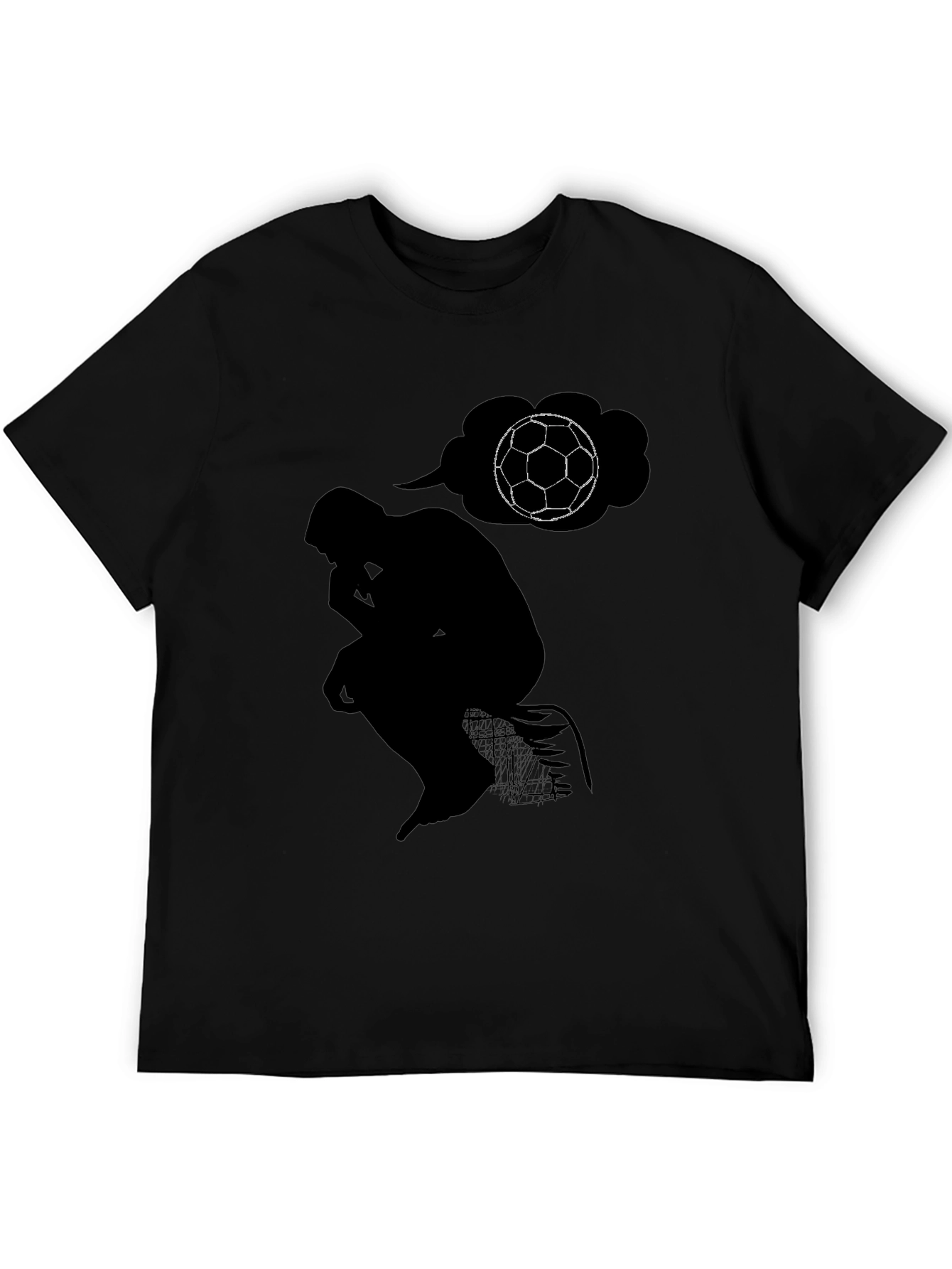 The Thinker Soccer T-Shirt - Black Cotton Tee