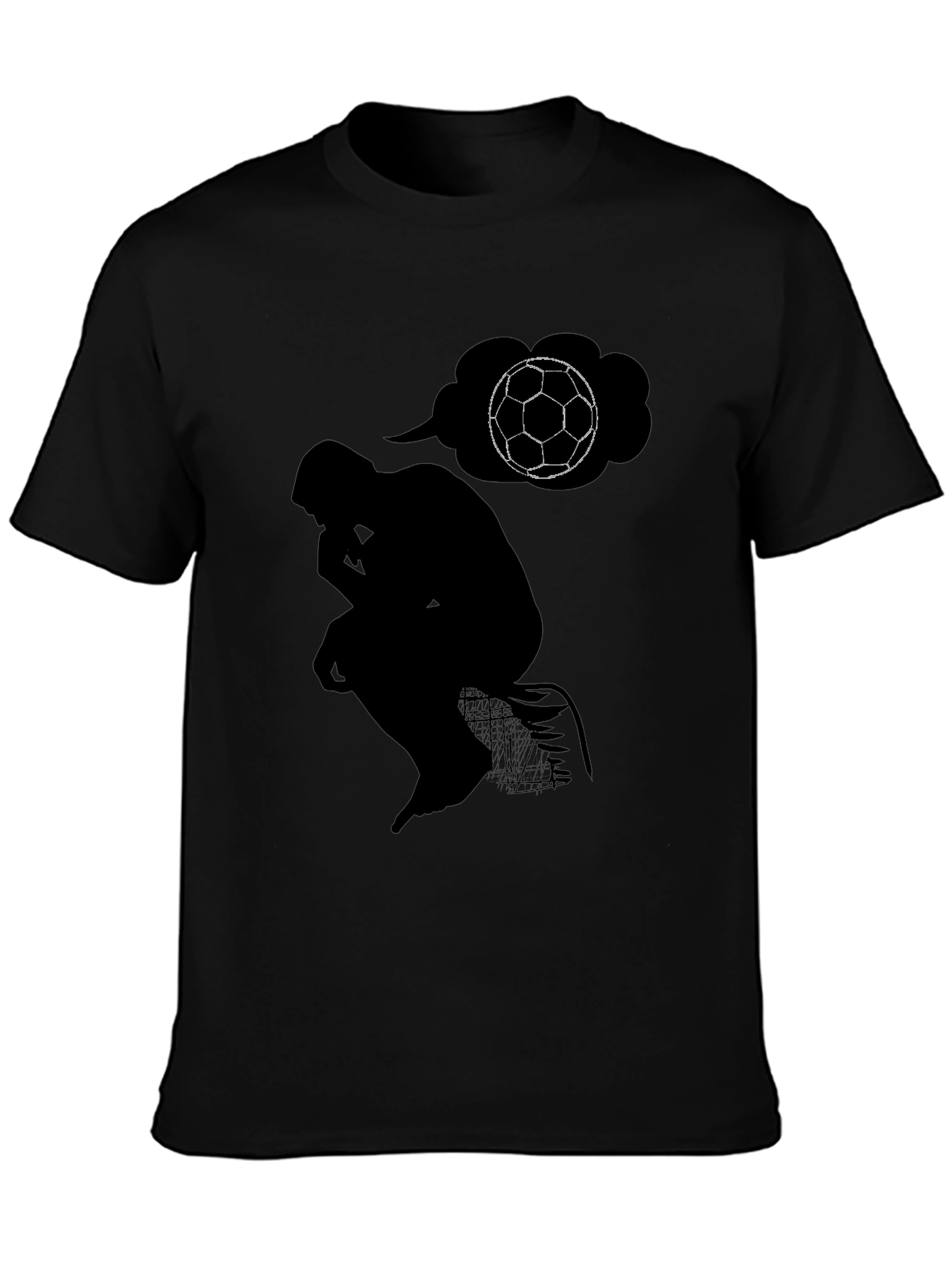 The Thinker Soccer T-Shirt - Black Cotton Tee