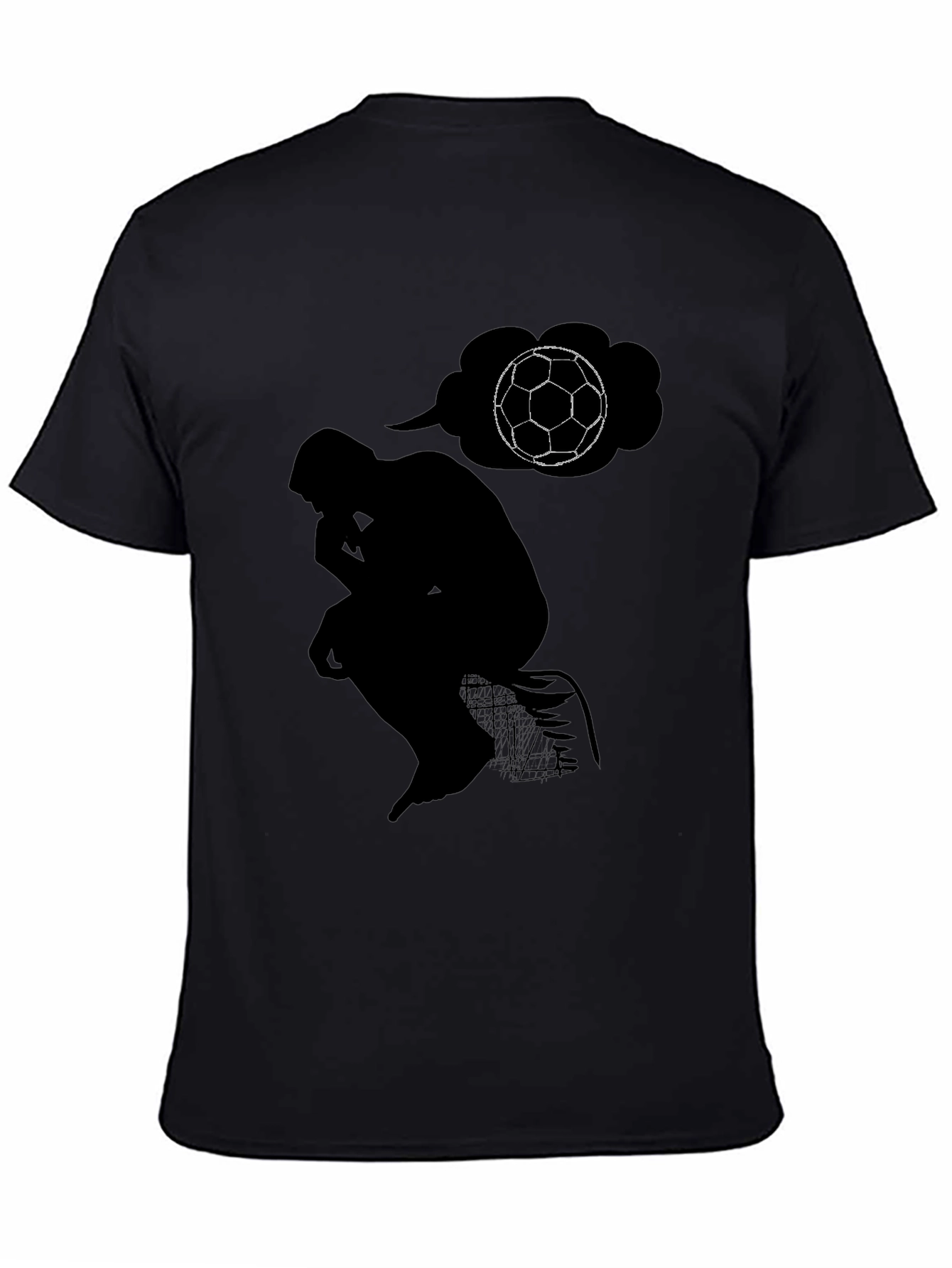 The Thinker Soccer T-Shirt - Black Cotton Tee