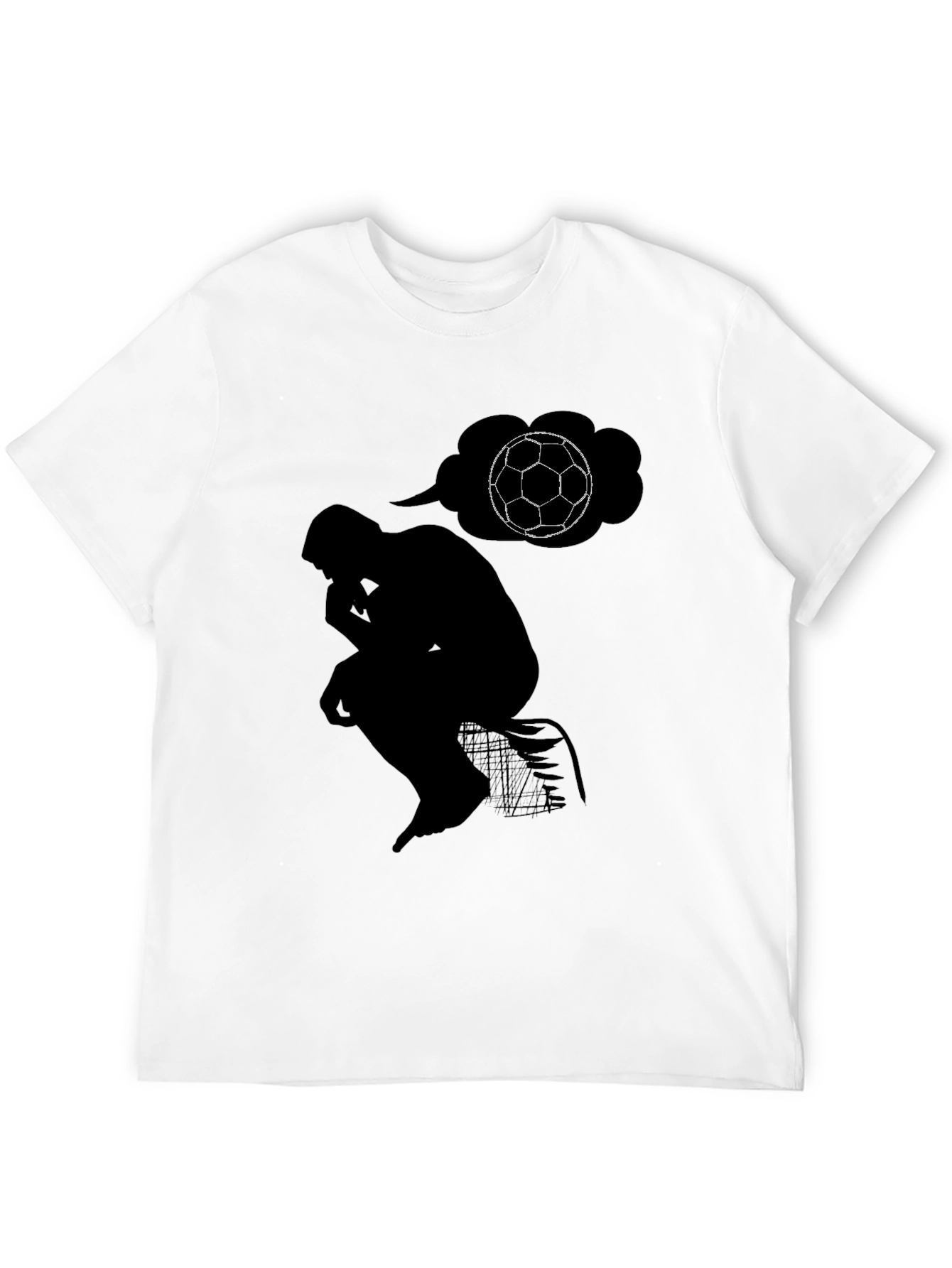 The Thinker Soccer T-Shirt - Black Cotton Tee