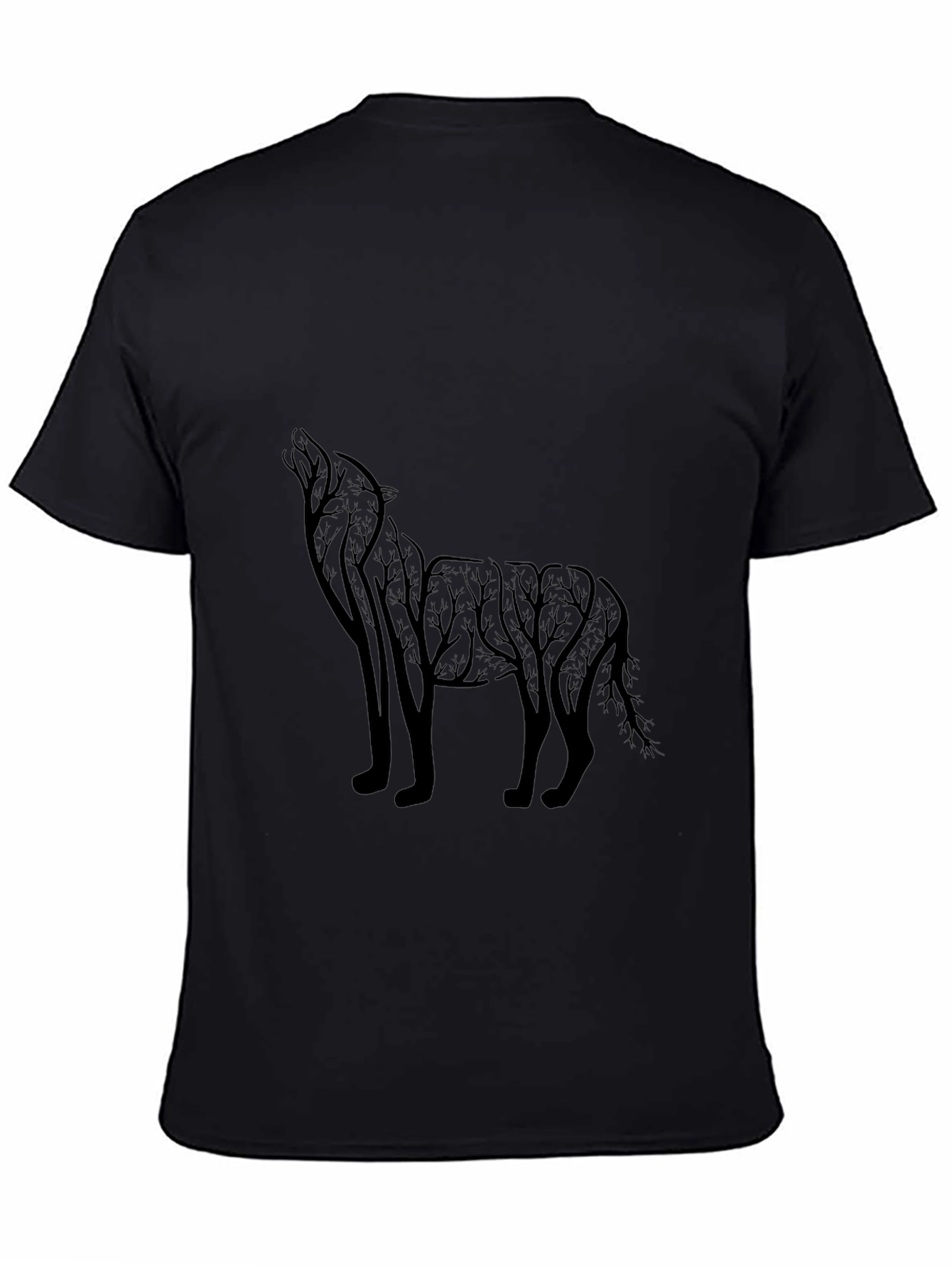 Mens Black Wolf Silhouette Graphic Tee