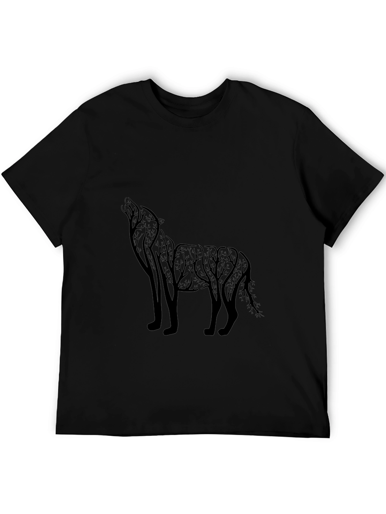 Mens Black Wolf Silhouette Graphic Tee