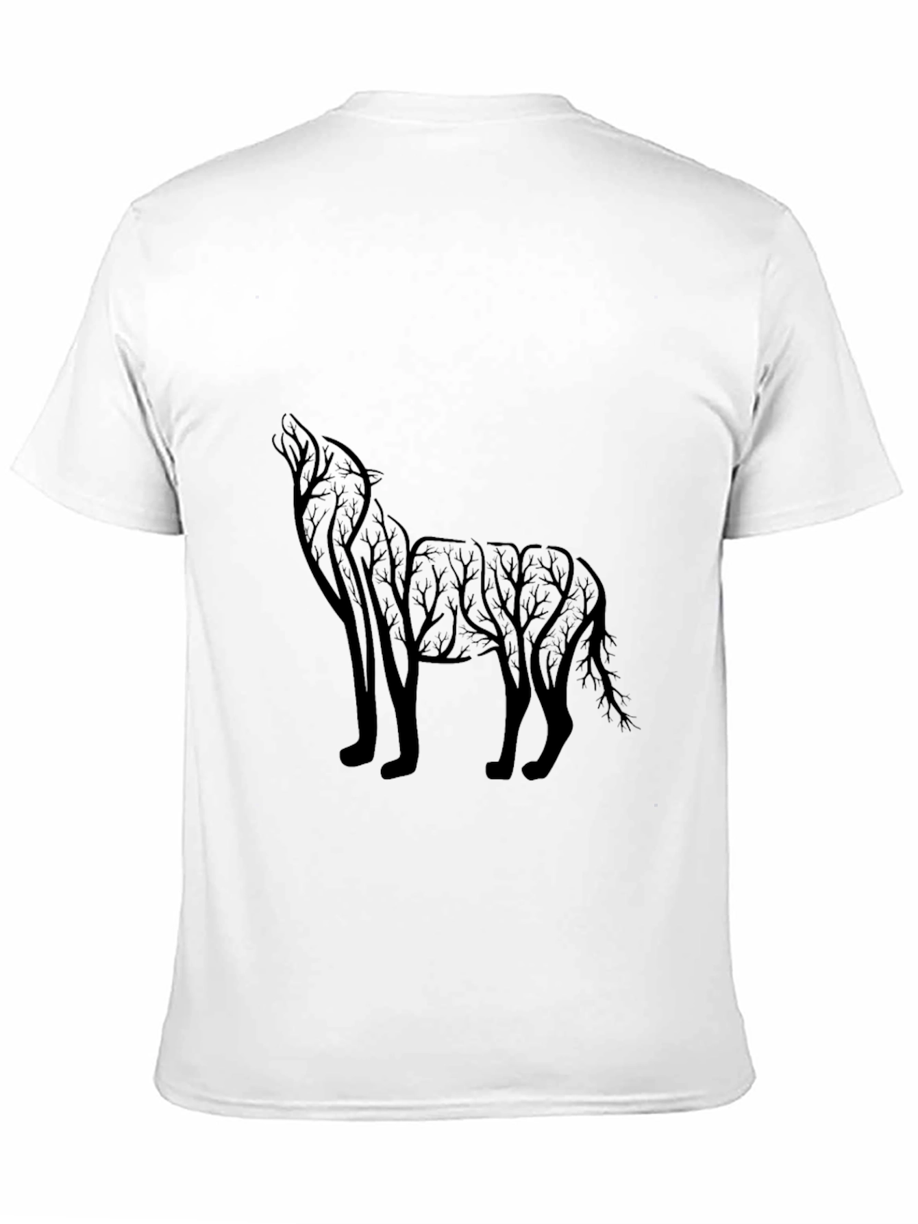 Mens Black Wolf Silhouette Graphic Tee