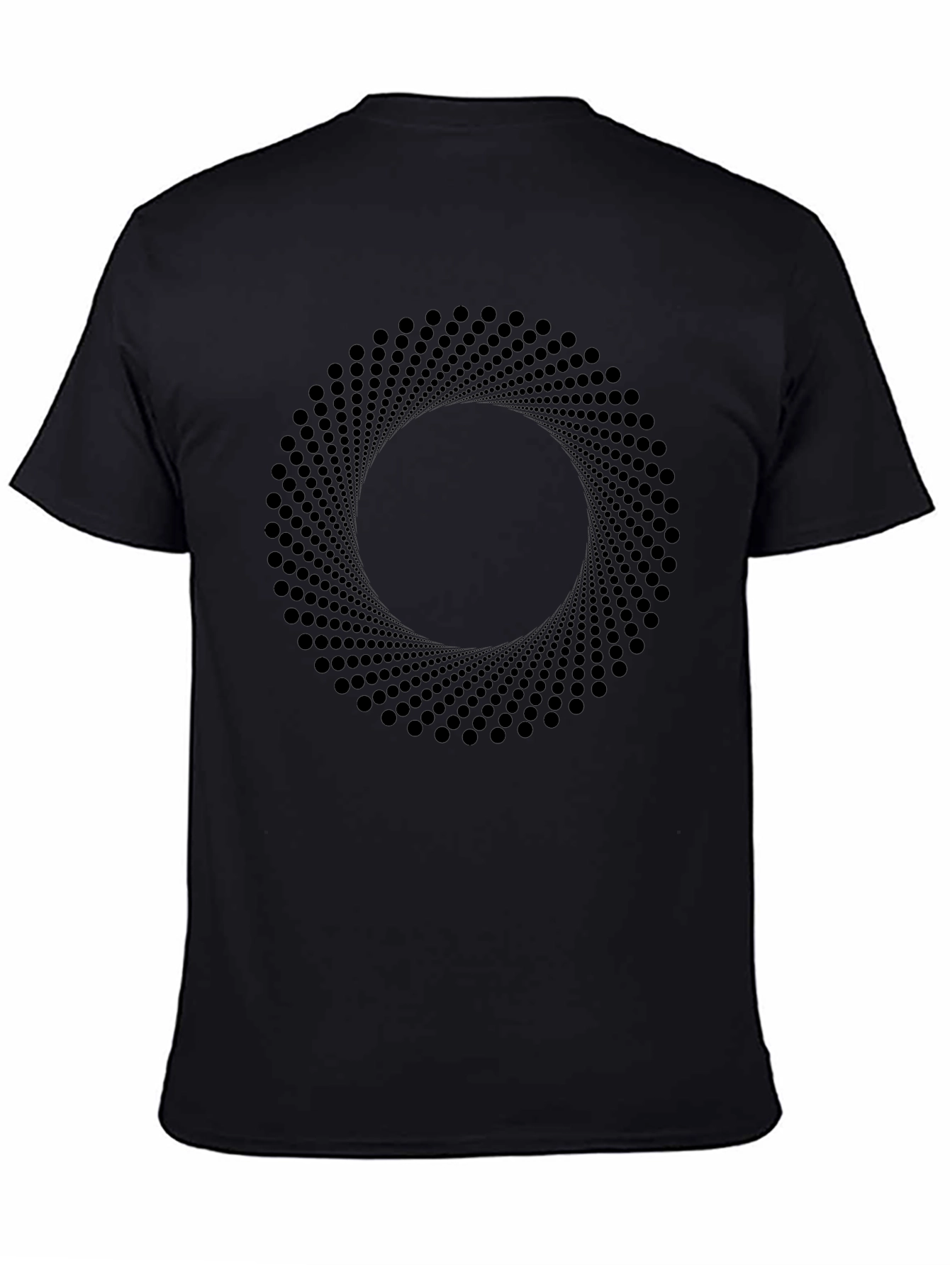 Abstract Circle Dot Pattern Black T-Shirt