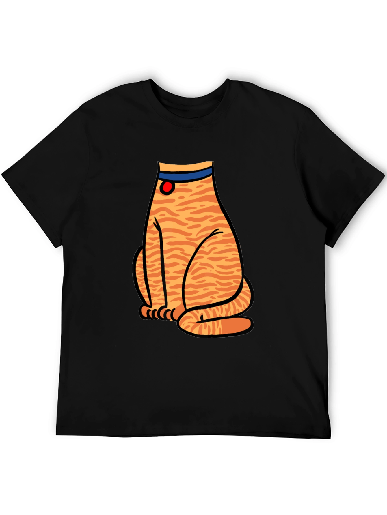 Striped Cat Graphic T-Shirt - Unisex Black Tee