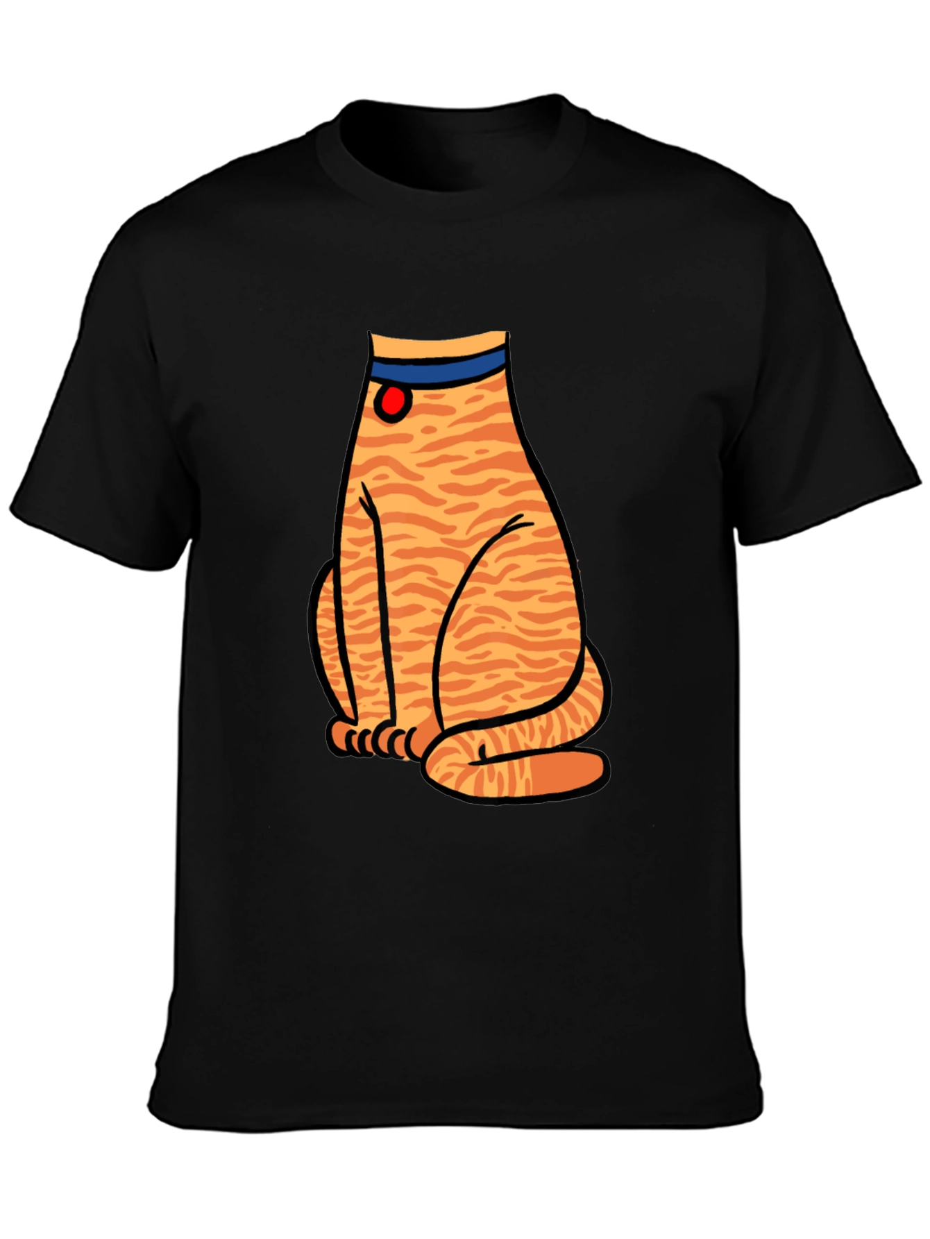 Striped Cat Graphic T-Shirt - Unisex Black Tee