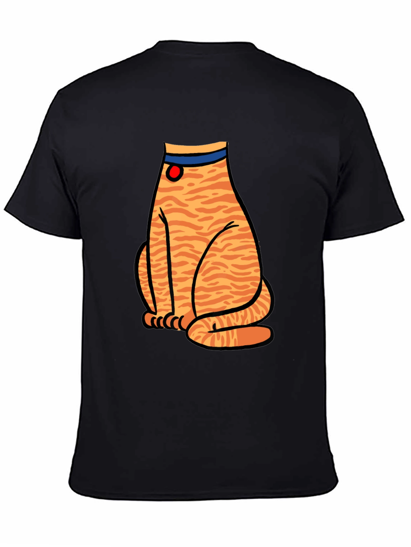 Striped Cat Graphic T-Shirt - Unisex Black Tee