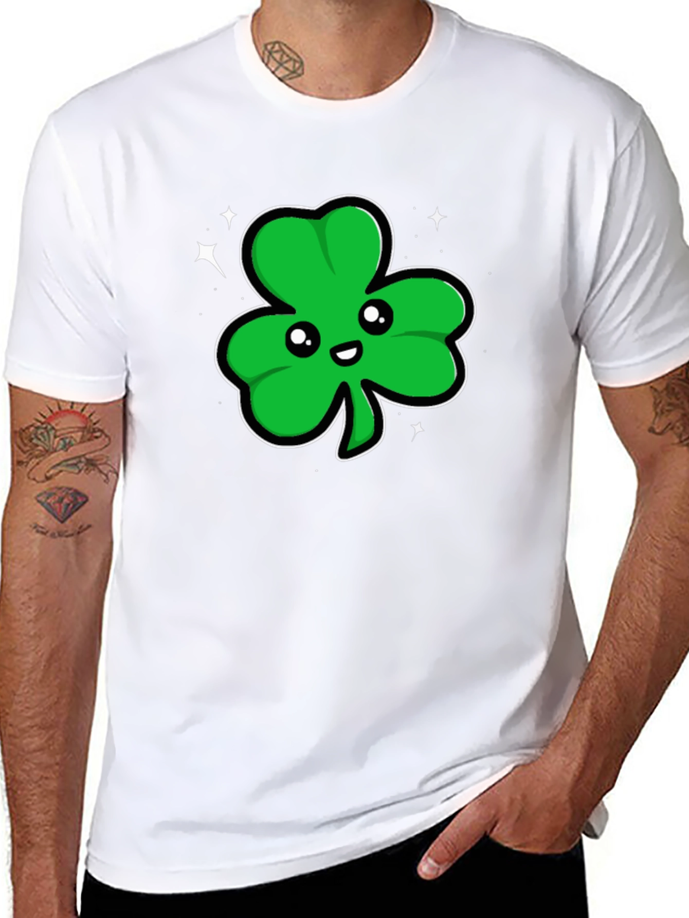 Lucky Shamrock T-Shirt - Mens Black Tee