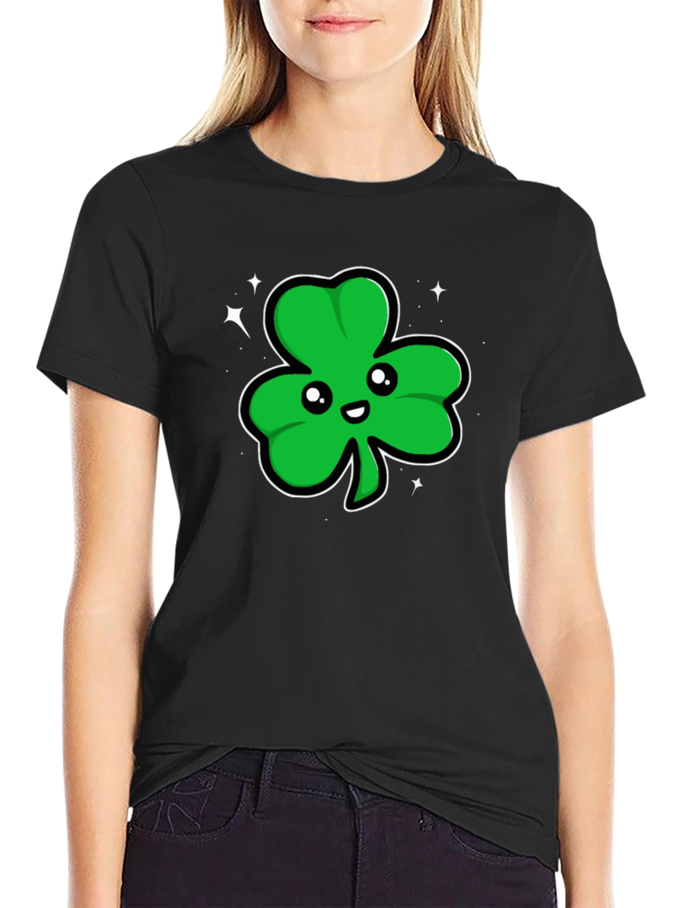 Lucky Shamrock T-Shirt - Mens Black Tee