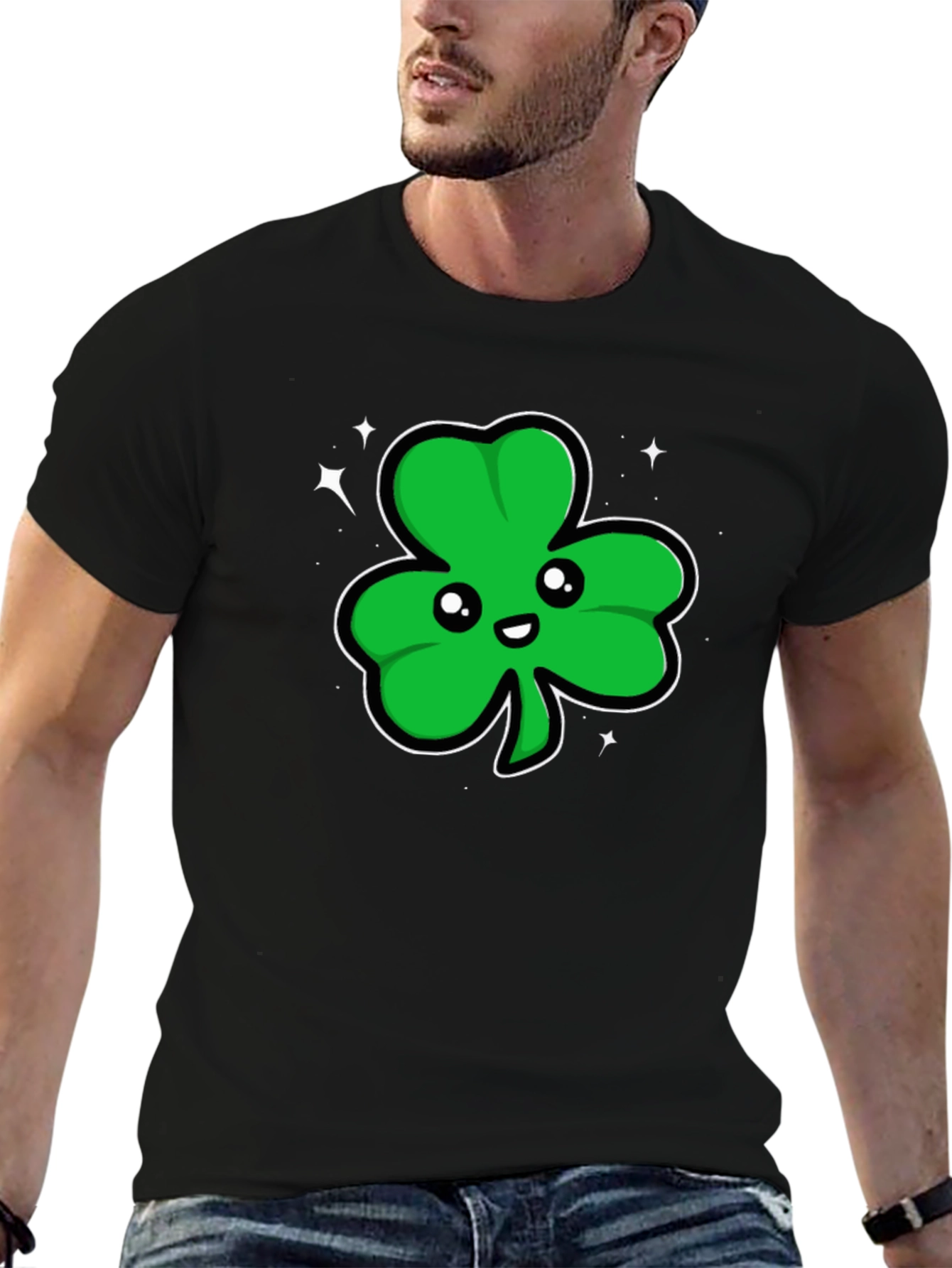 Lucky Shamrock T-Shirt - Mens Black Tee