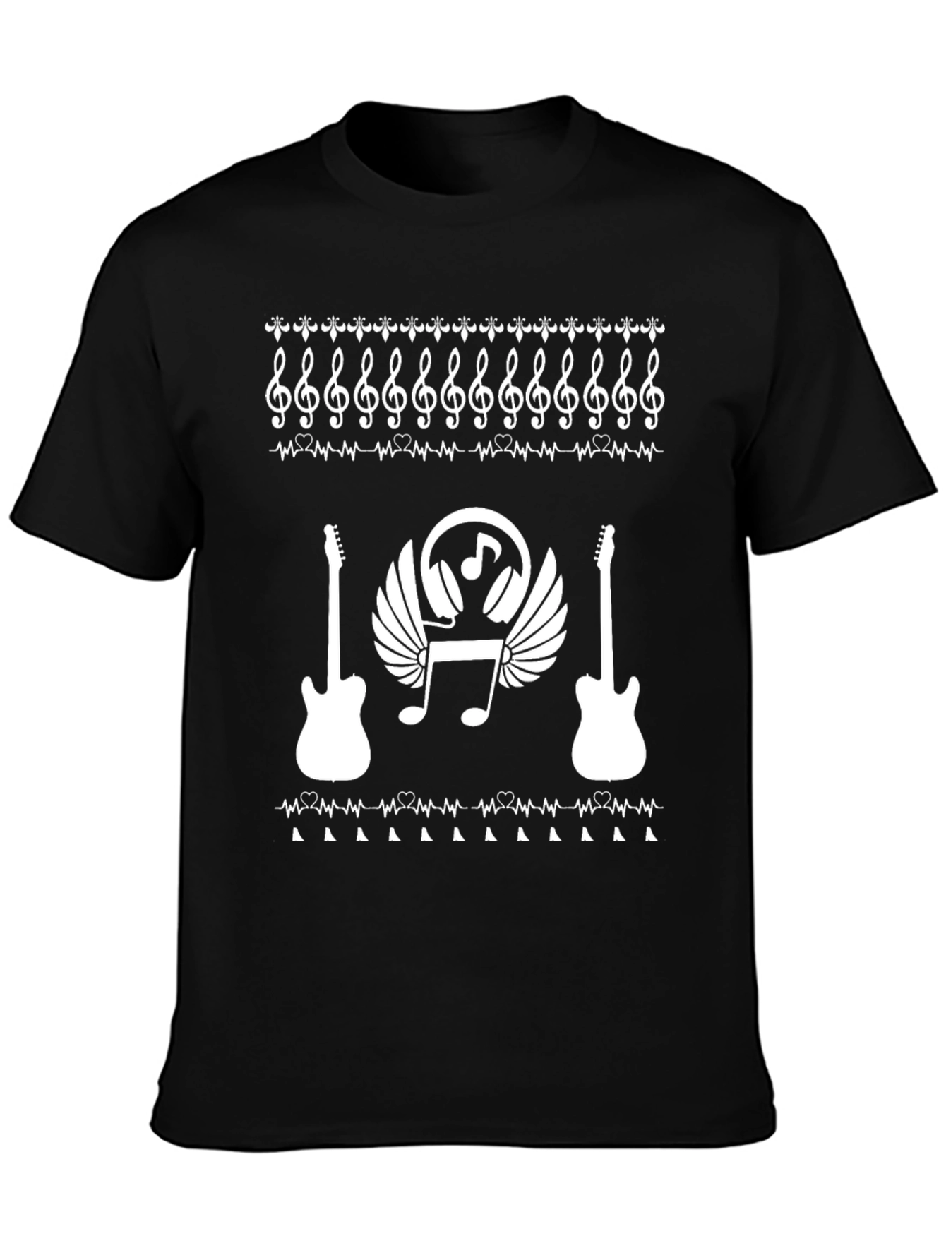 Music Lover T-Shirt - Guitar & Notes Design
