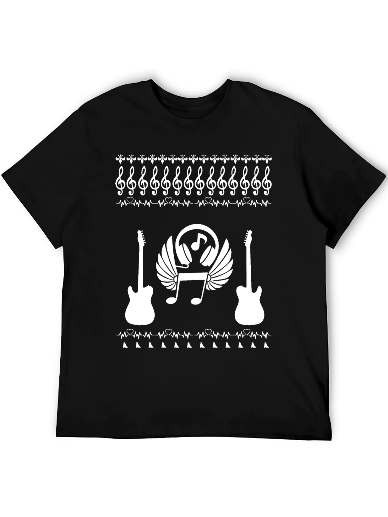 Music Lover T-Shirt - Guitar & Notes Design