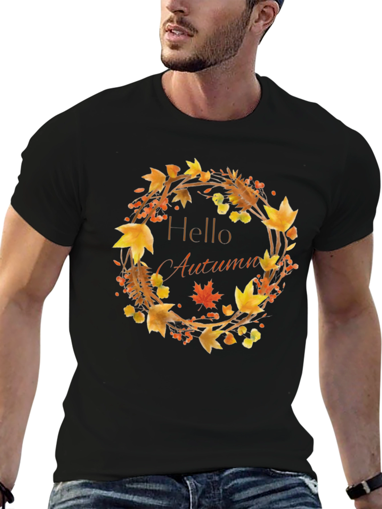 Hello Autumn T-Shirt - Fall Wreath Design