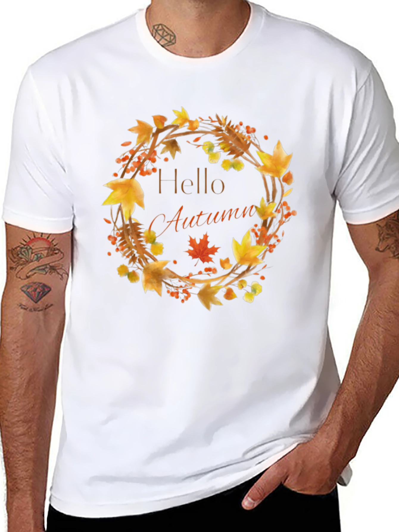 Hello Autumn T-Shirt - Fall Wreath Design