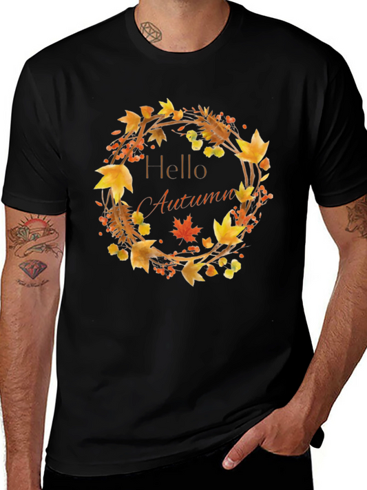 Hello Autumn T-Shirt - Fall Wreath Design