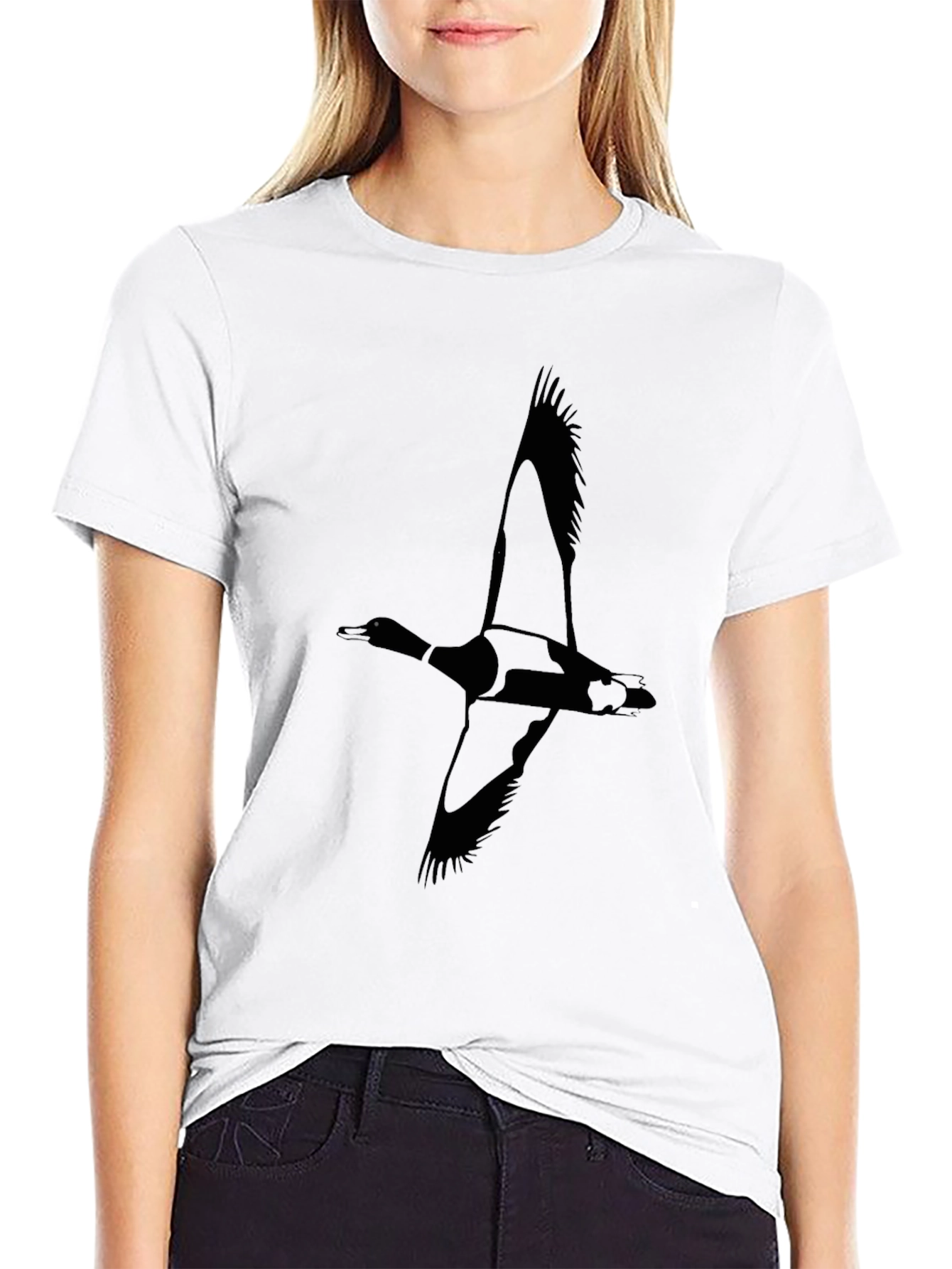 Mens Black T-Shirt - Flying Duck Graphic Tee