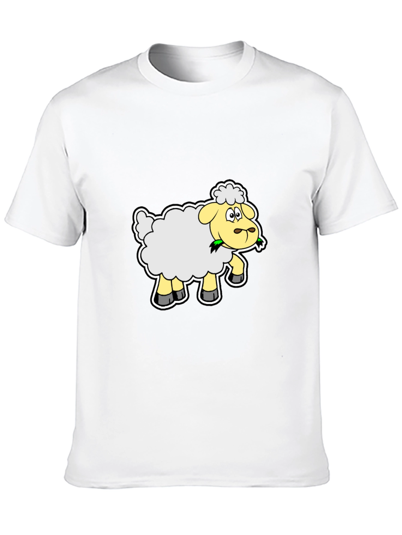 Cartoon Sheep Graphic Tee - Black Cotton Shirt