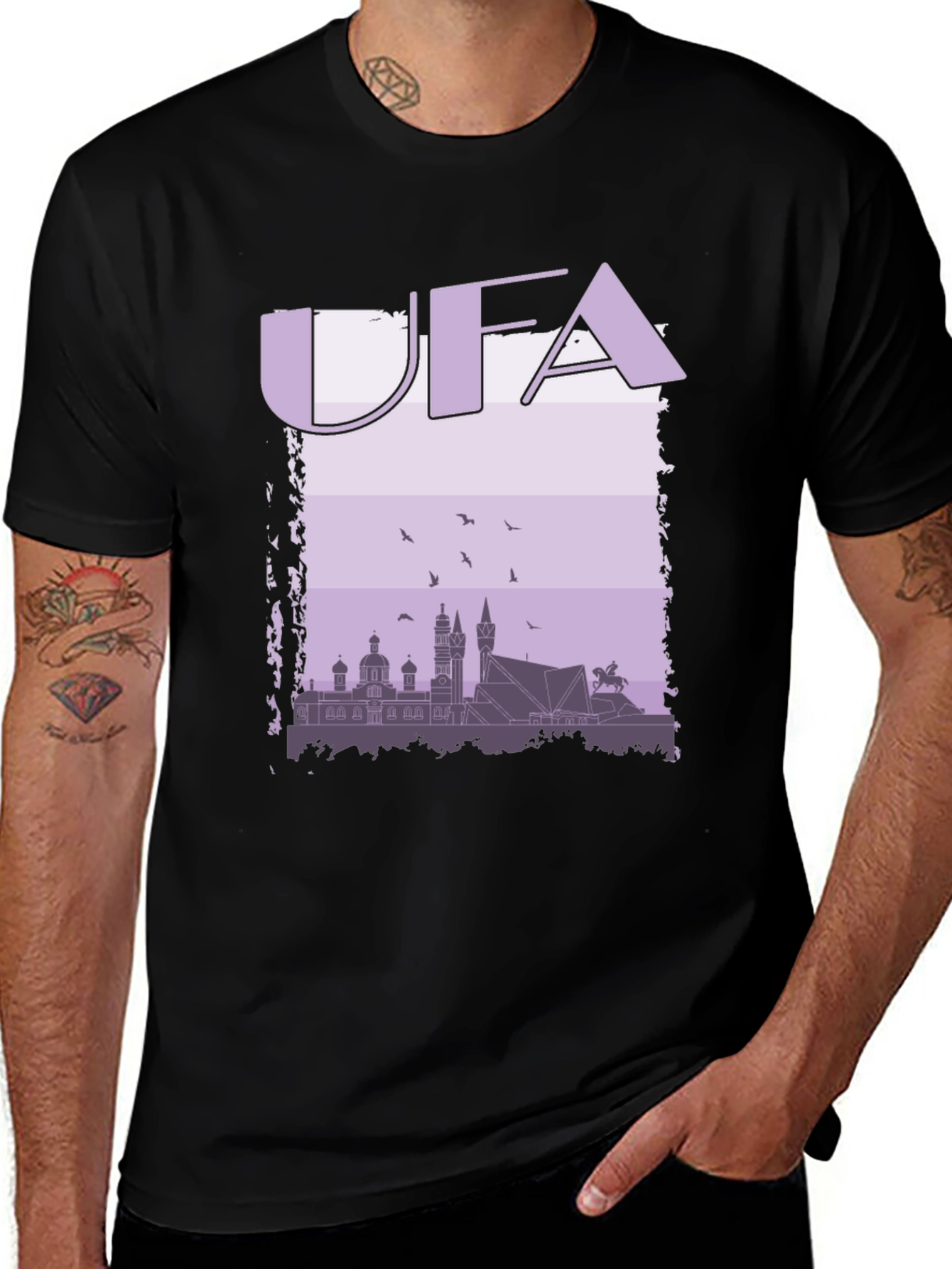 UFA Skyline Graphic T-Shirt - Black Cotton Tee