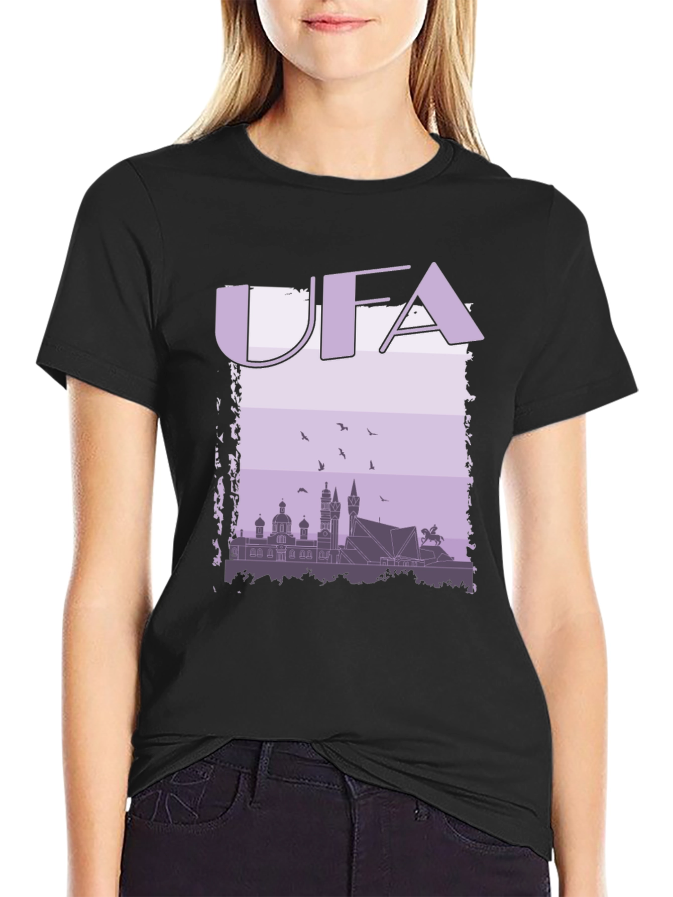 UFA Skyline Graphic T-Shirt - Black Cotton Tee