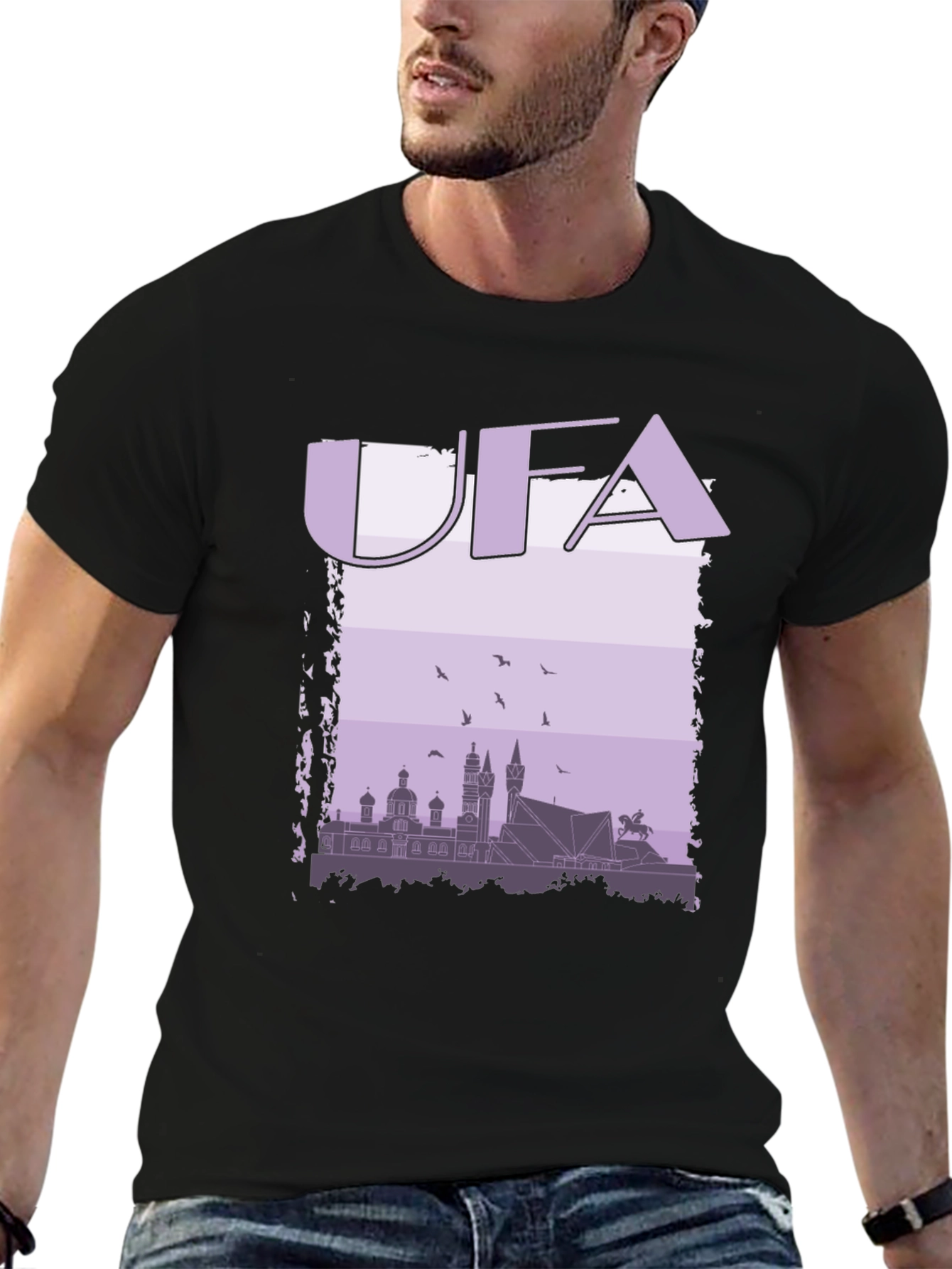 UFA Skyline Graphic T-Shirt - Black Cotton Tee