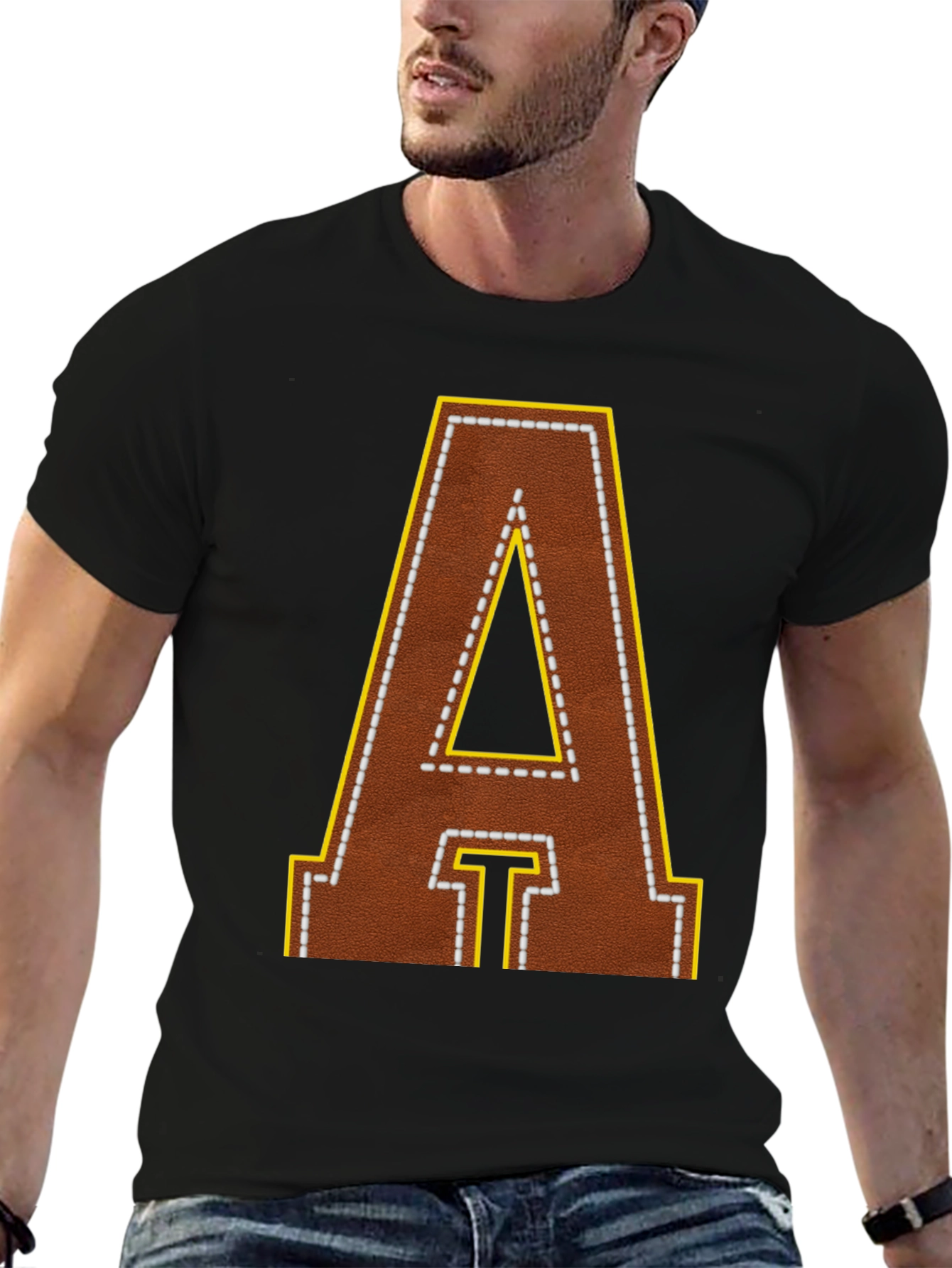 Football Leather Letter A T-Shirt