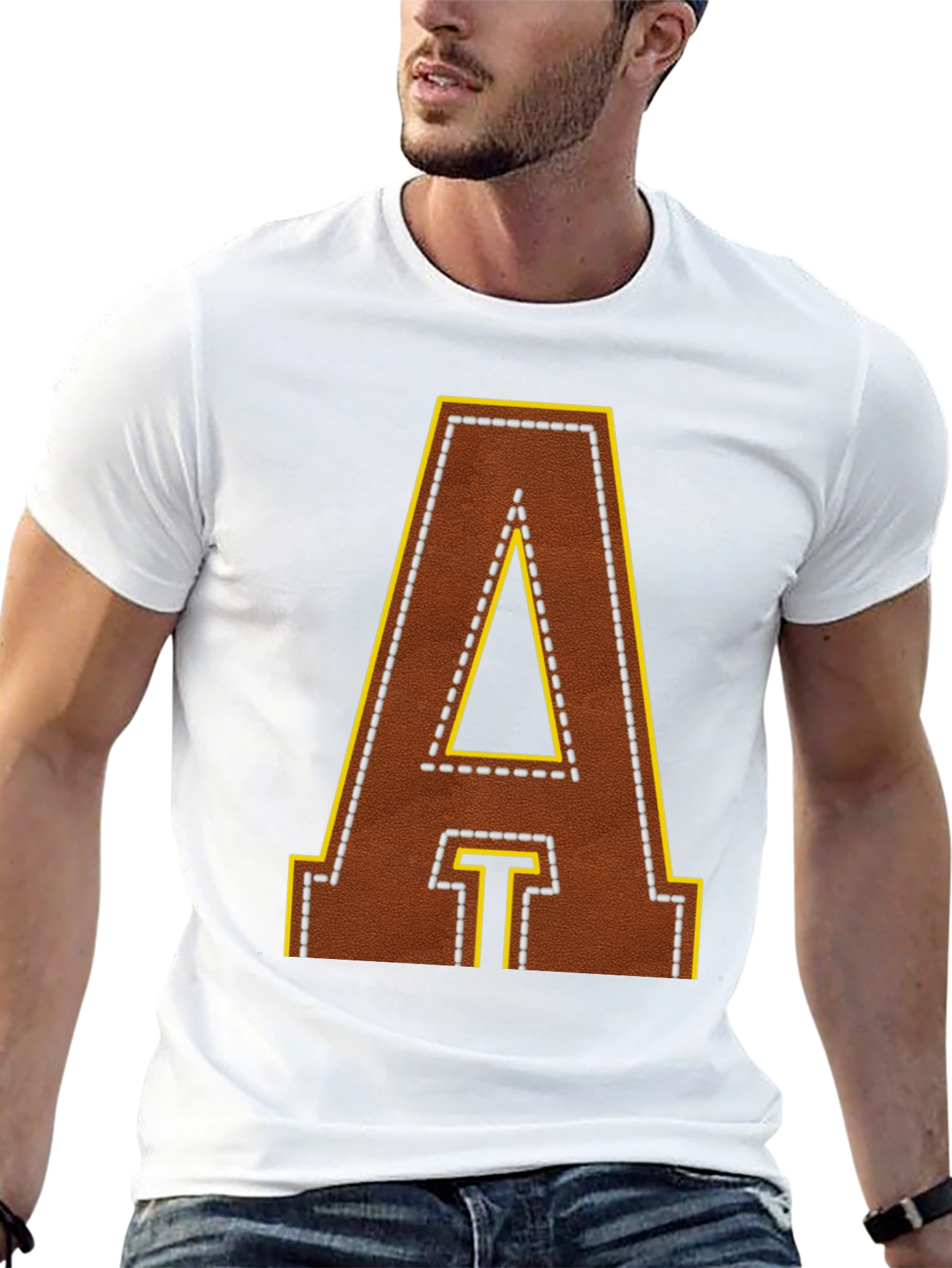 Football Leather Letter A T-Shirt