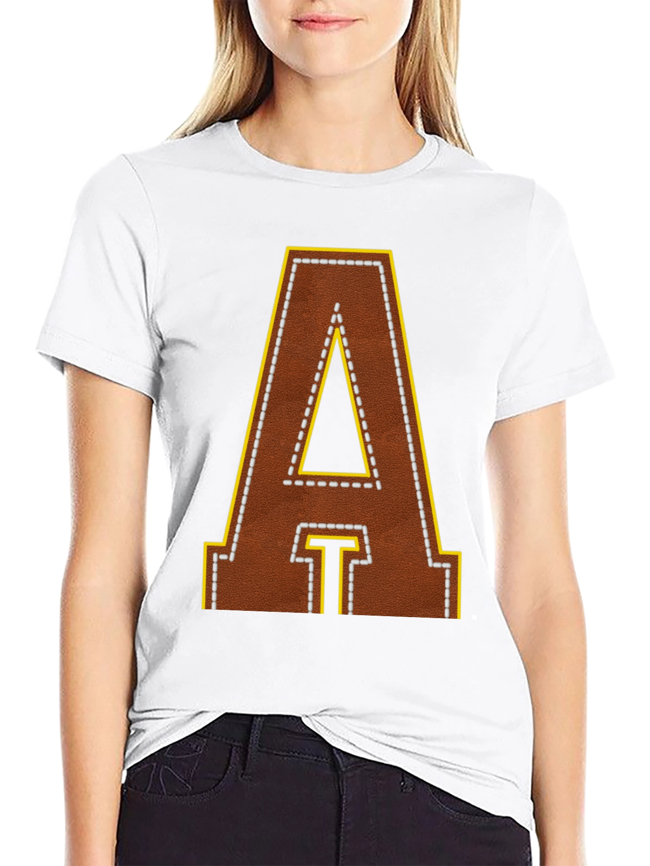 Football Leather Letter A T-Shirt