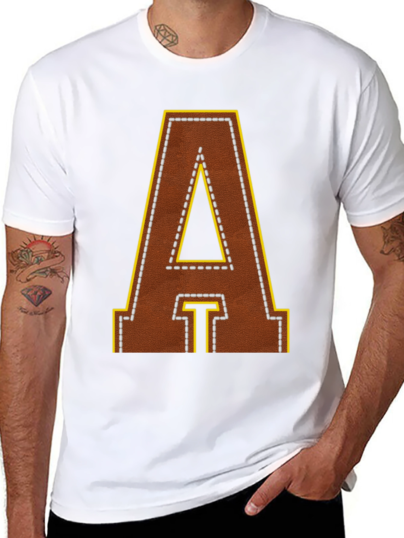 Football Leather Letter A T-Shirt