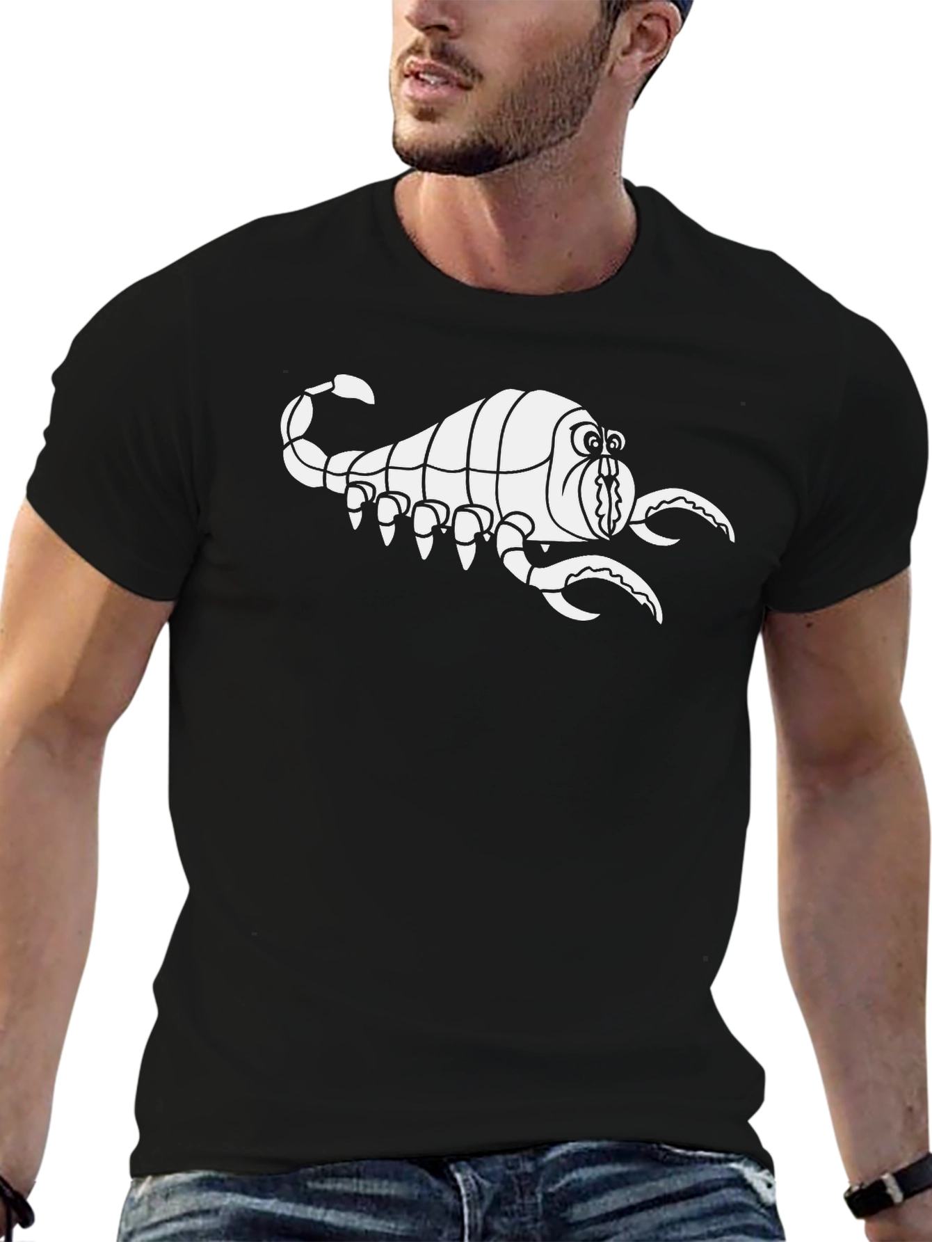 Cartoon Scorpion Graphic Black T-Shirt