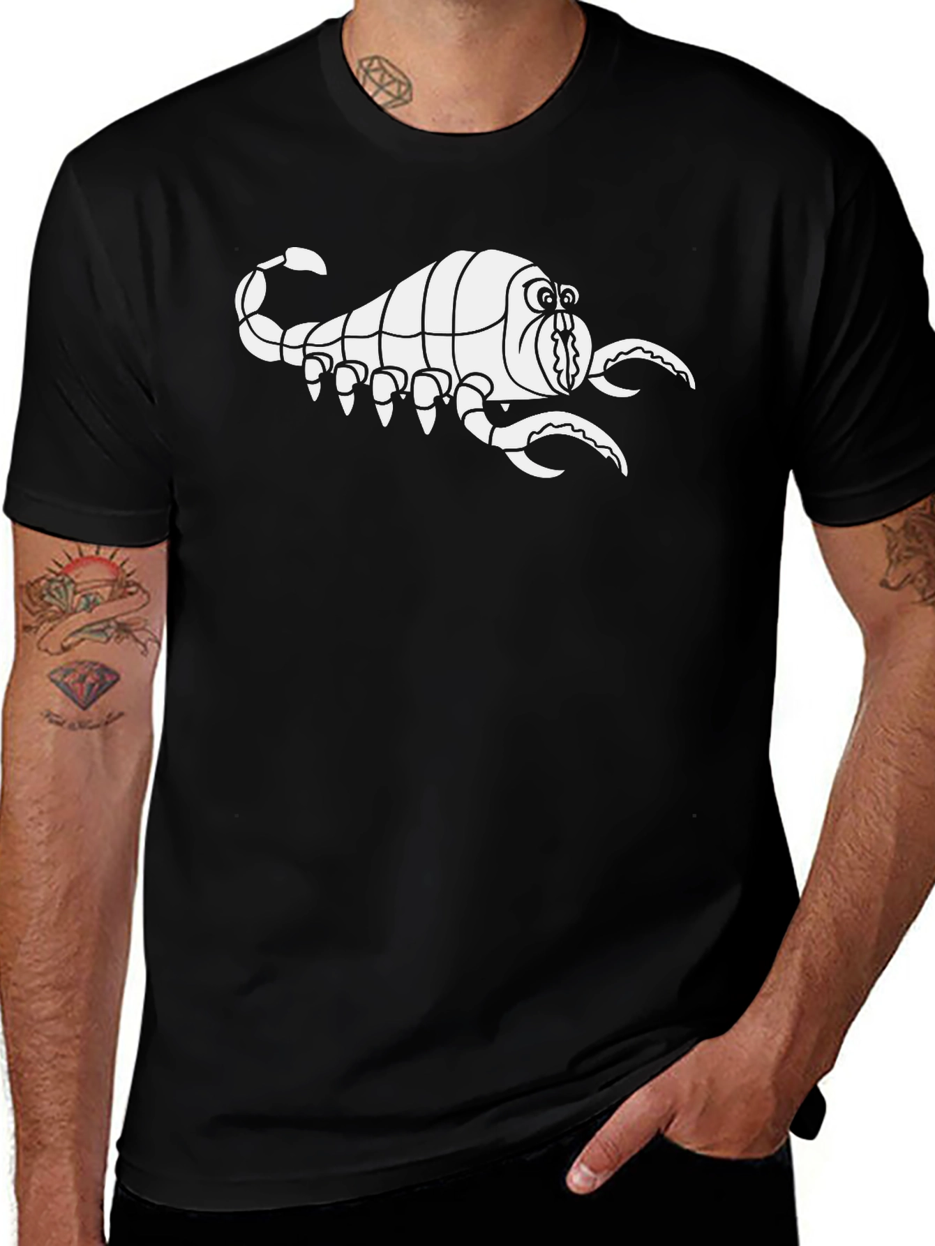 Cartoon Scorpion Graphic Black T-Shirt