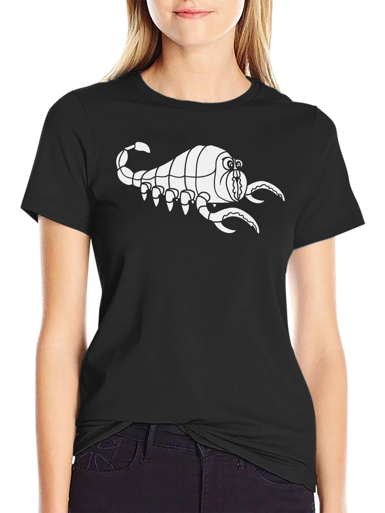 Cartoon Scorpion Graphic Black T-Shirt