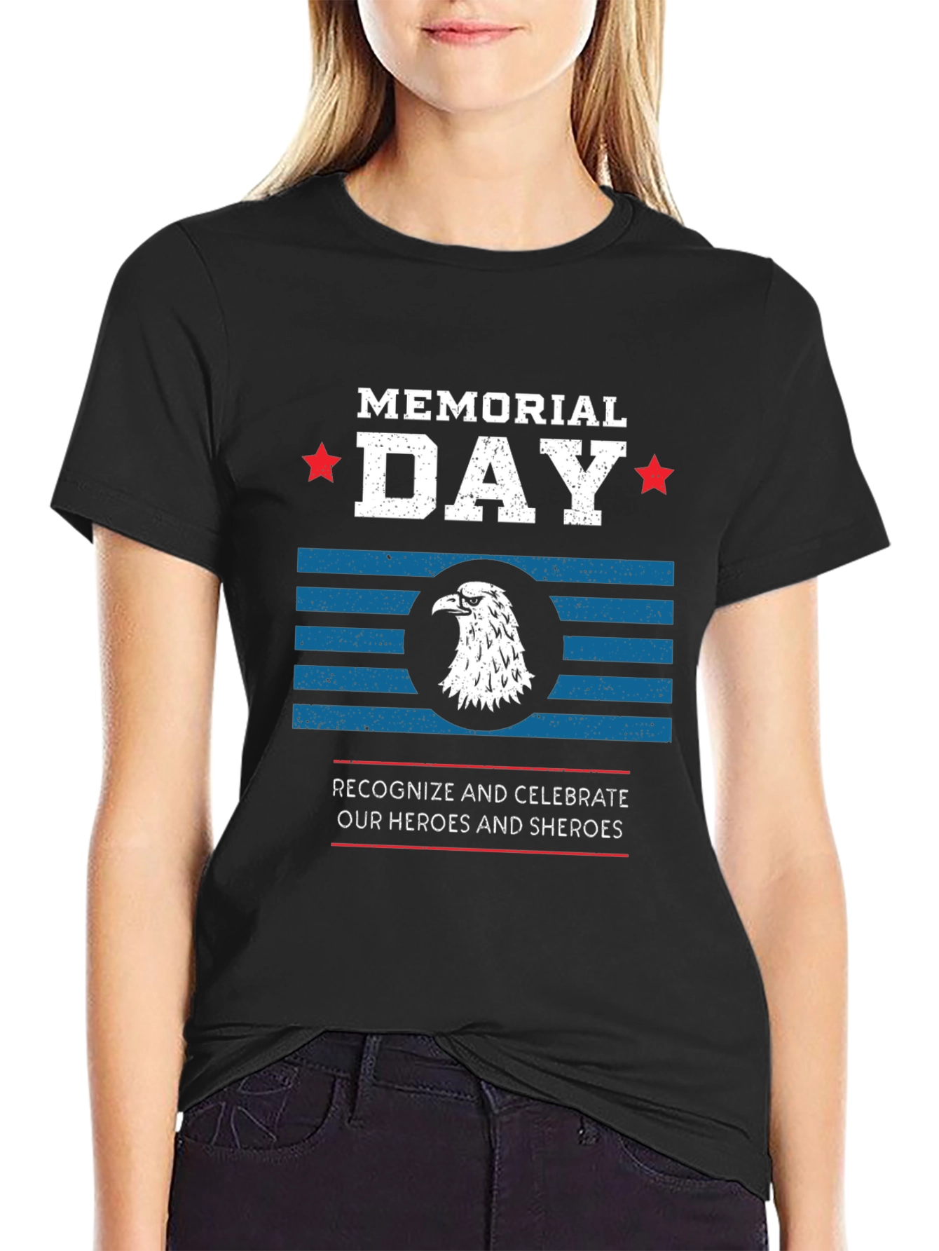Memorial Day Eagle Graphic T-Shirt - Patriotic Apparel