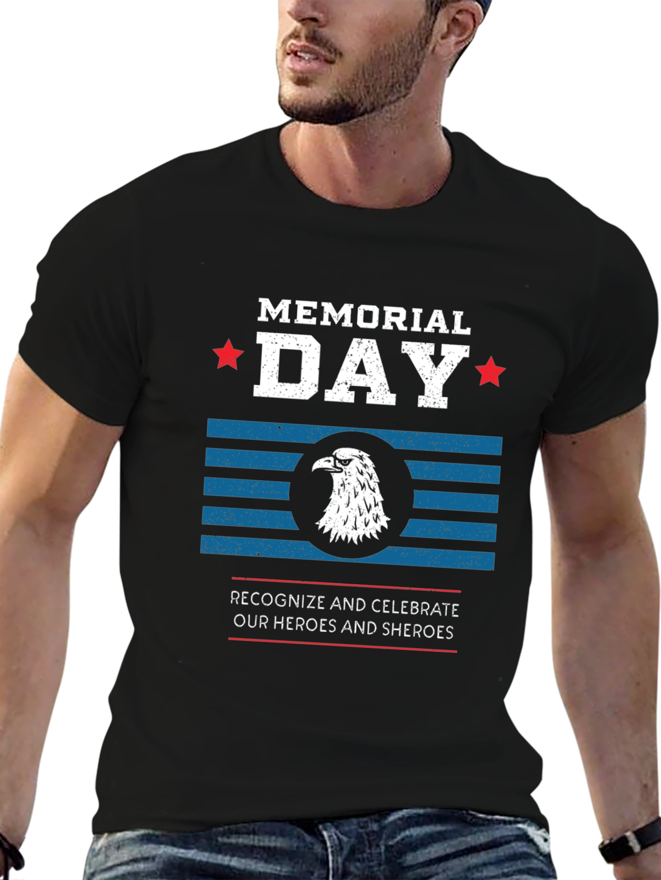 Memorial Day Eagle Graphic T-Shirt - Patriotic Apparel
