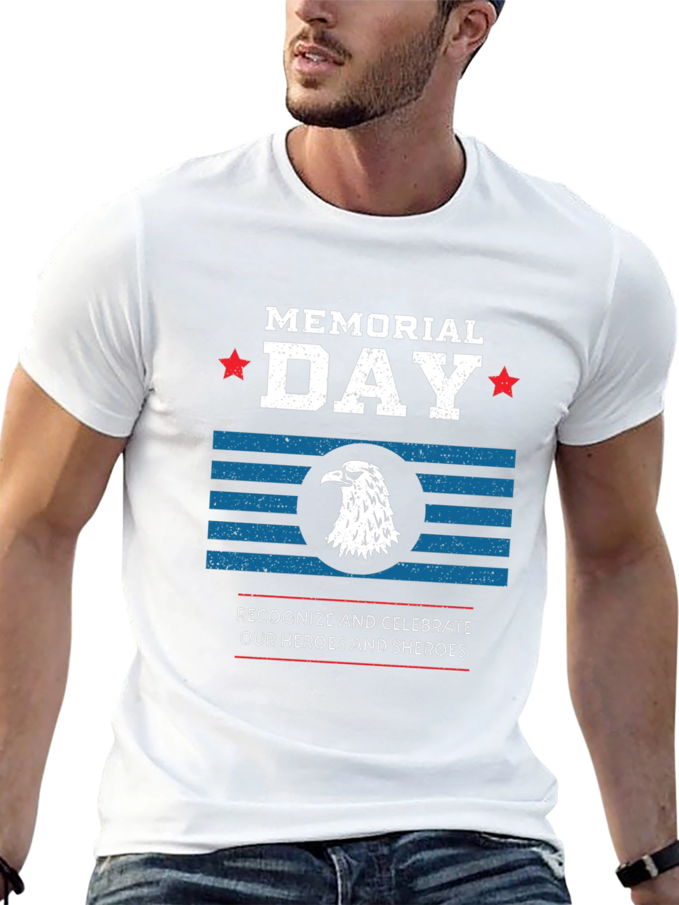 Memorial Day Eagle Graphic T-Shirt - Patriotic Apparel