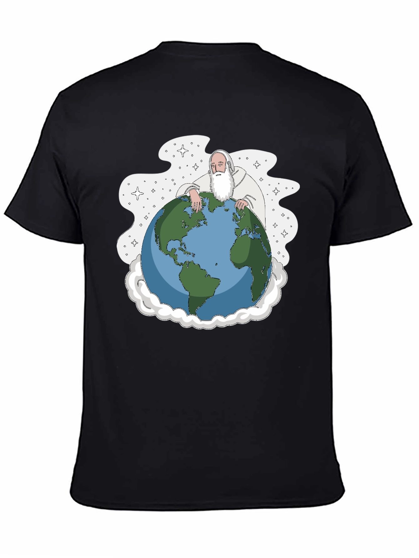 God Holding Earth Graphic Tee - Black T-Shirt