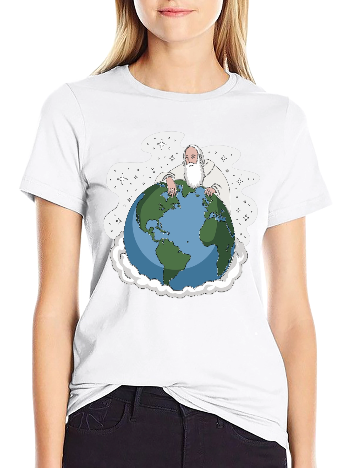 God Holding Earth Graphic Tee - Black T-Shirt