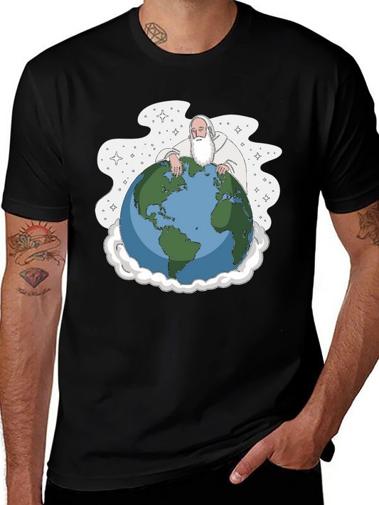 God Holding Earth Graphic Tee - Black T-Shirt