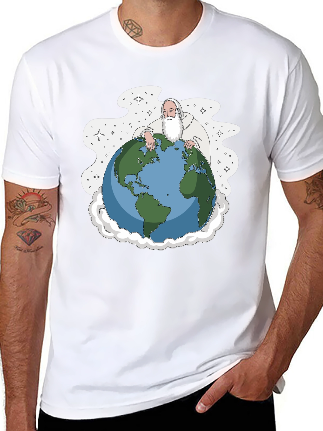 God Holding Earth Graphic Tee - Black T-Shirt
