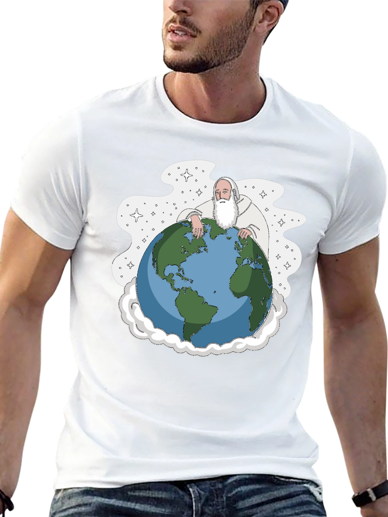God Holding Earth Graphic Tee - Black T-Shirt