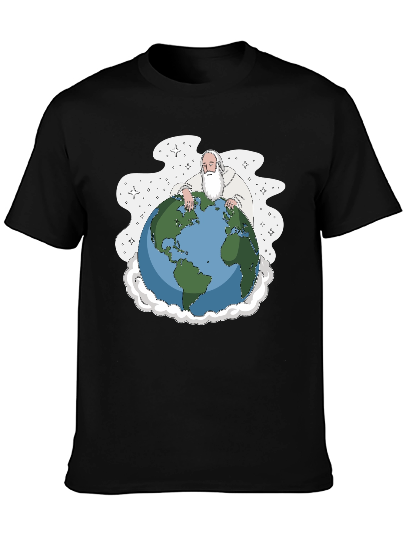 God Holding Earth Graphic Tee - Black T-Shirt